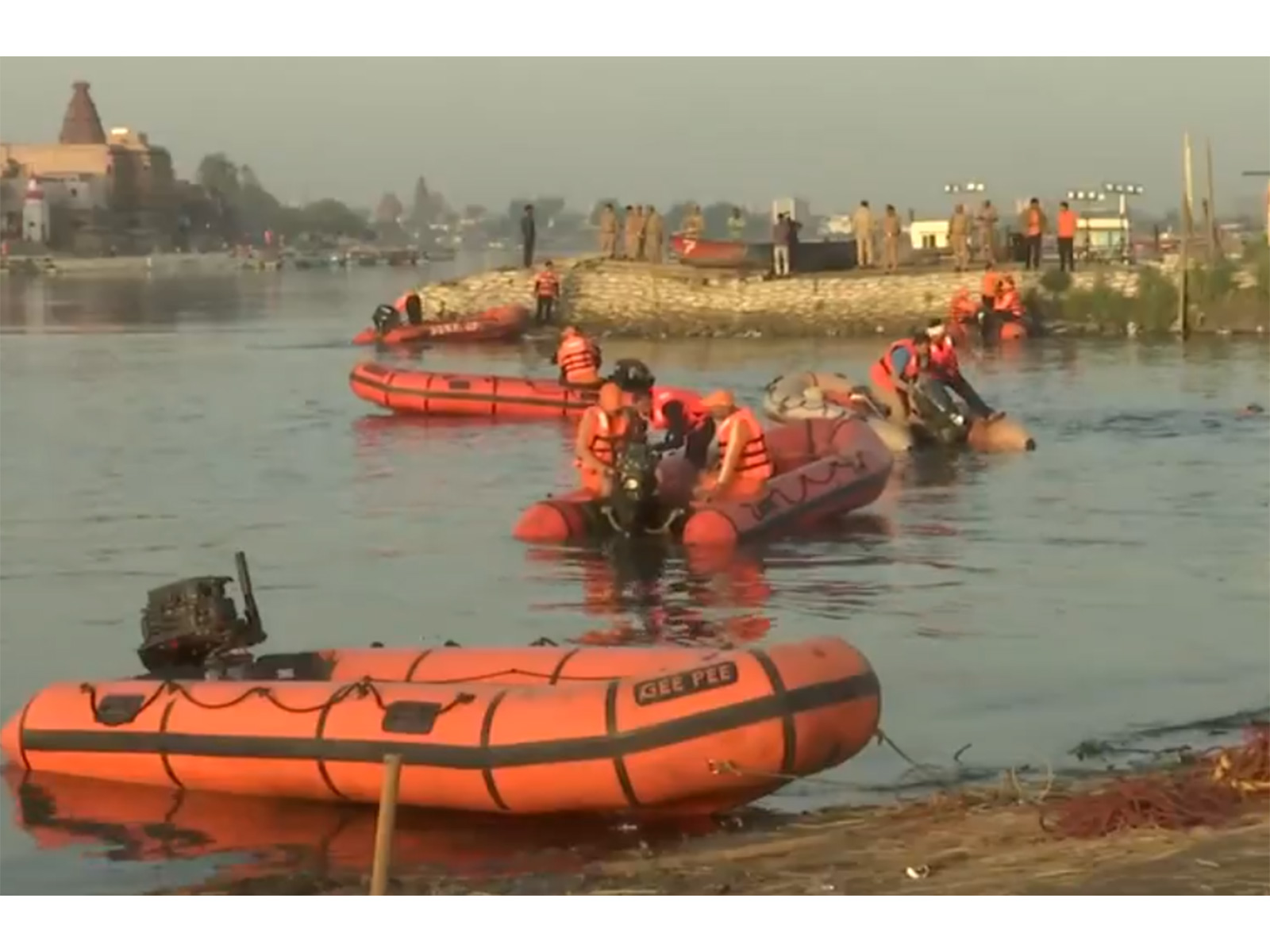 Rescue operations underway after tragic boat capsize in Mathura (Photo/ANI)