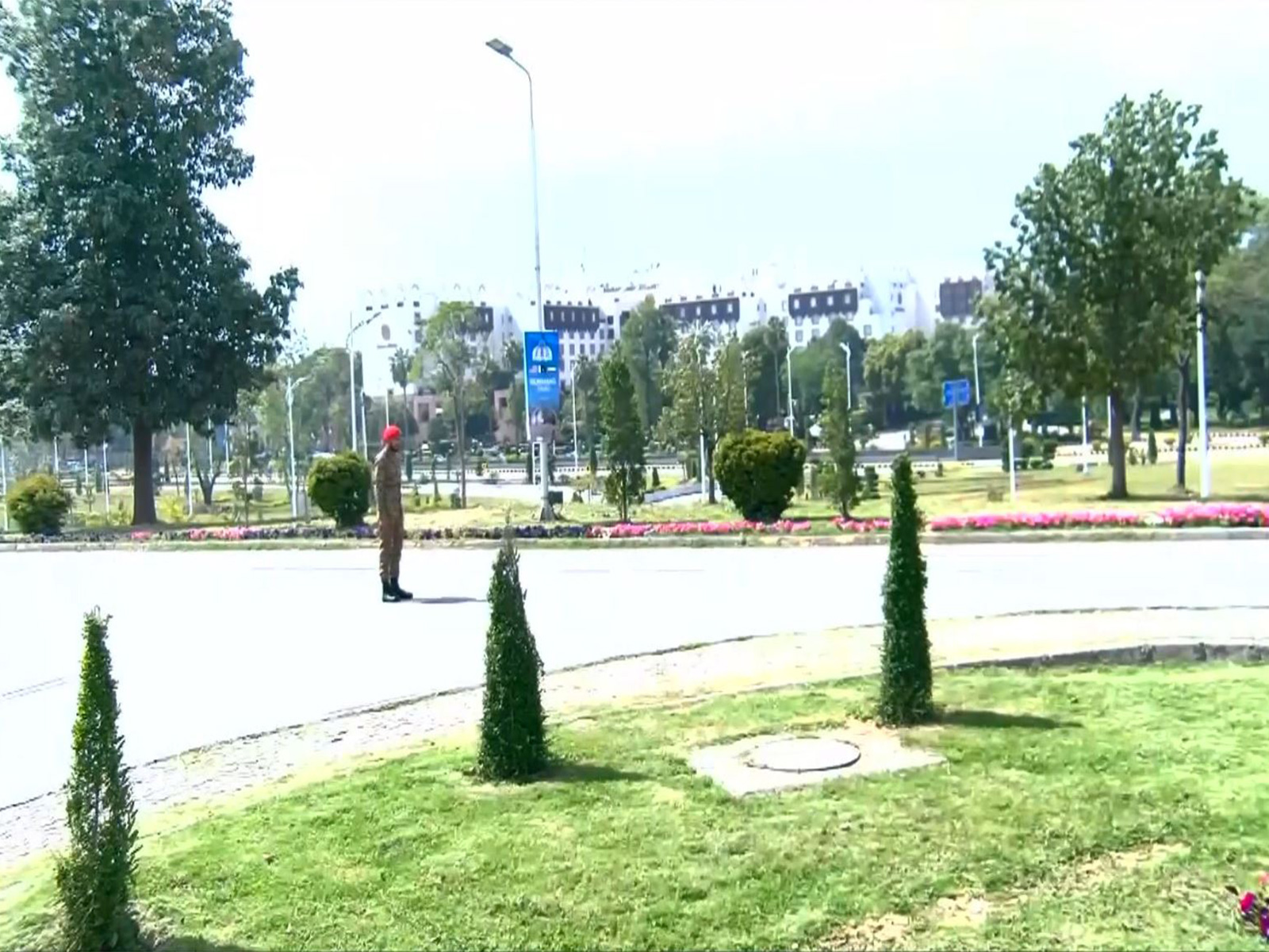 Security tightened outside Serena Hotel in Islamabad as it hosts high-stakes US-Iran peace talks. (Photo/ANI)