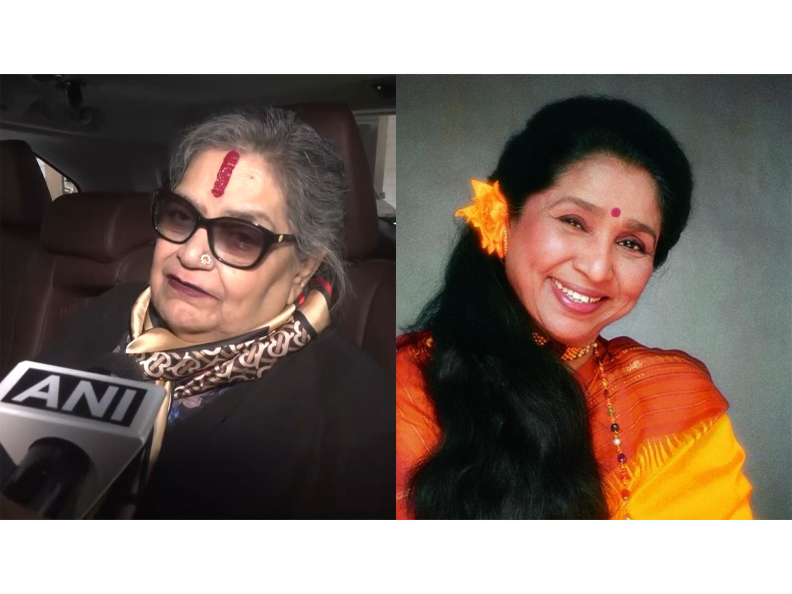 Usha Uttup (L) Asha Bhosle (Photos/ANI/instagram/@asha.bhosle)
