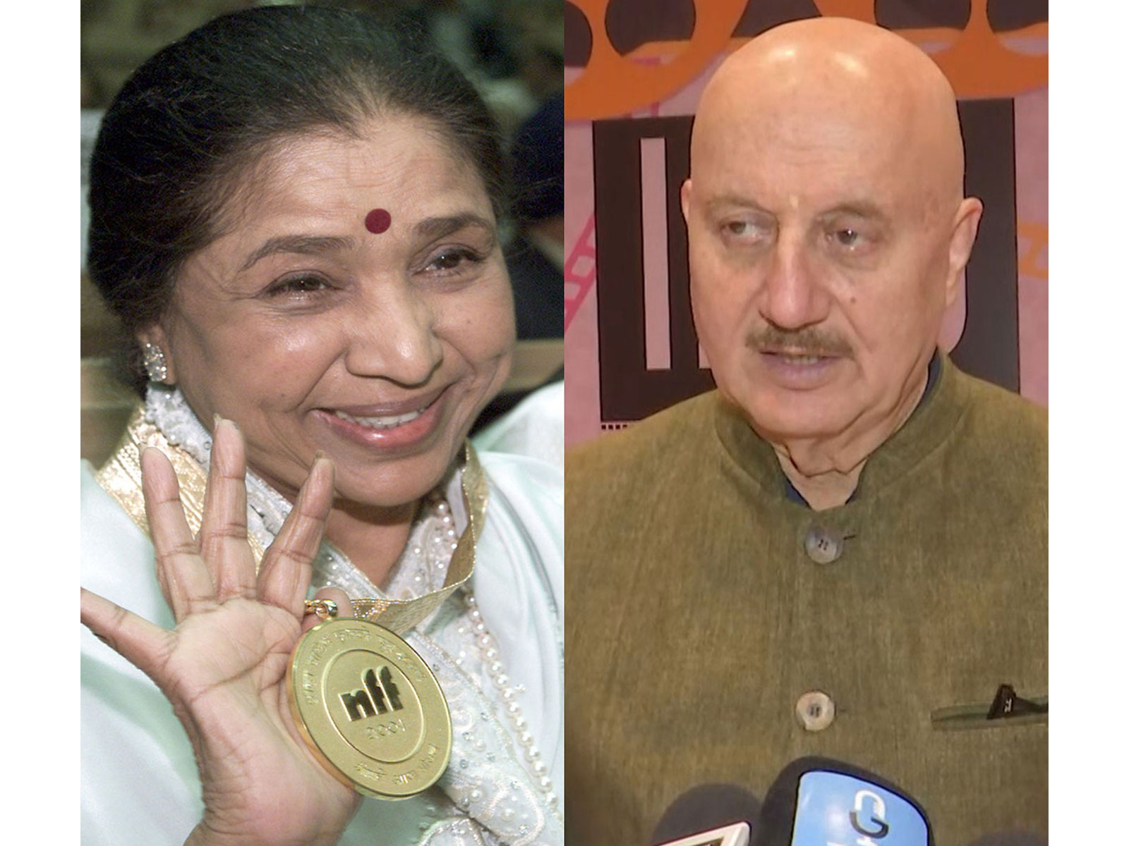 Asha BHosle (Photo/Reuters) and Anupam Kher (Photo/ANI)