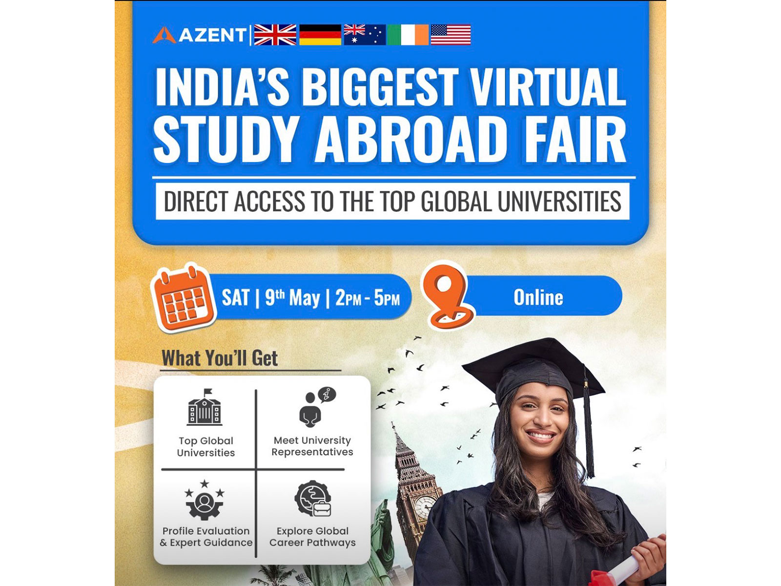 Azent Overseas Education Announces India's Biggest Study Abroad Fair on 9th May
