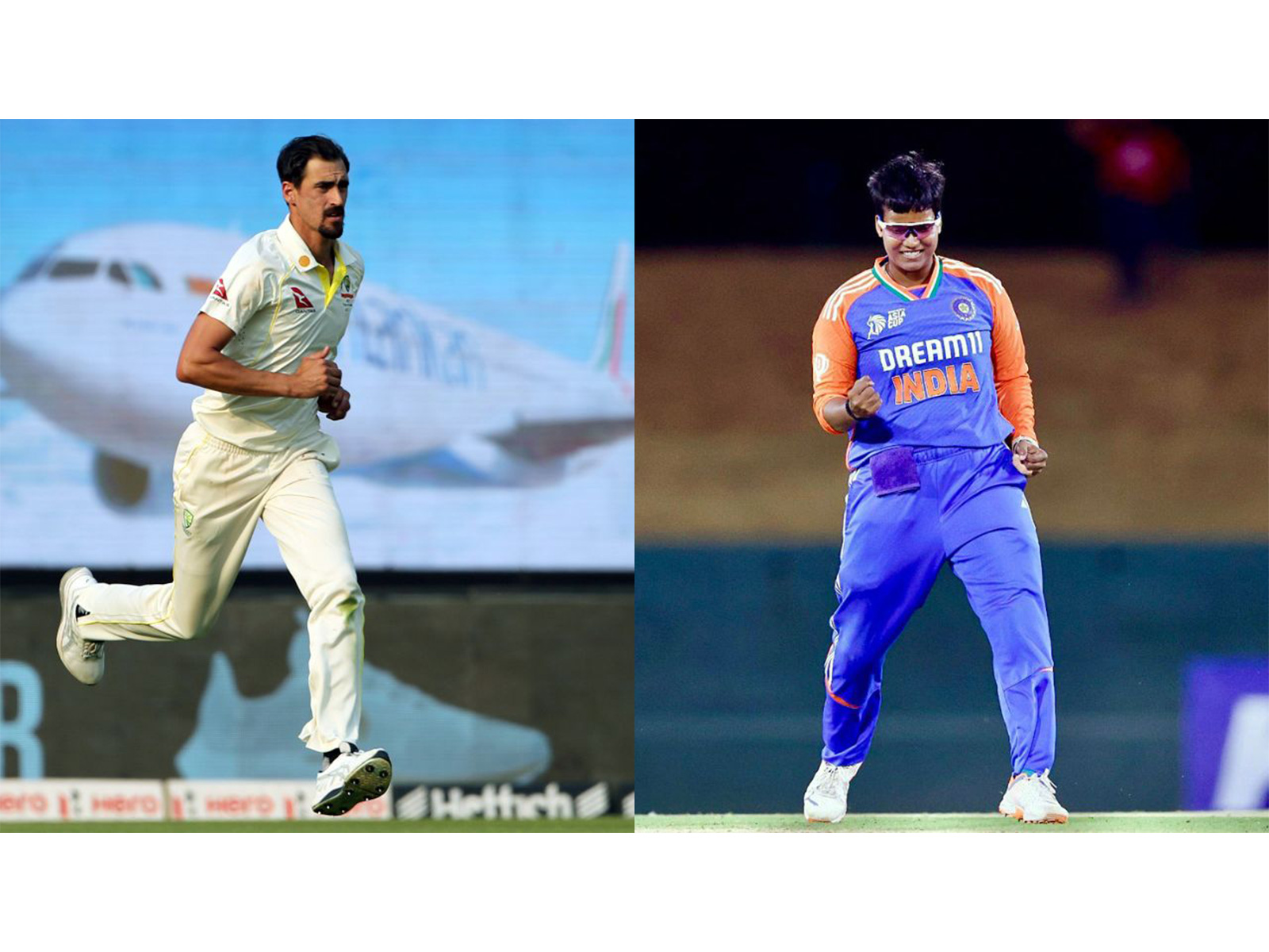 Mitchell Starc (left) and Deepti Sharma (right) (Photos: ANI)
