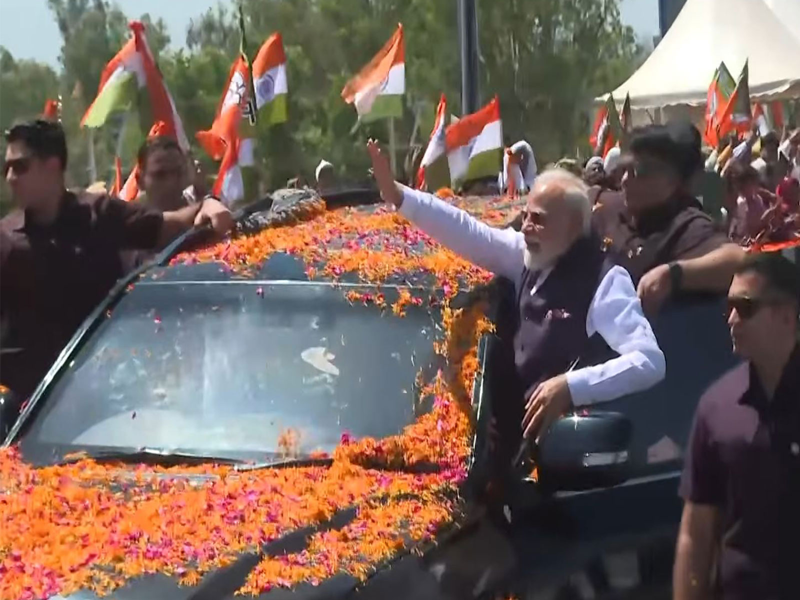 PM Modi holds roadshow in Uttar Pradesh's Saharanpur (Photo/ANI)