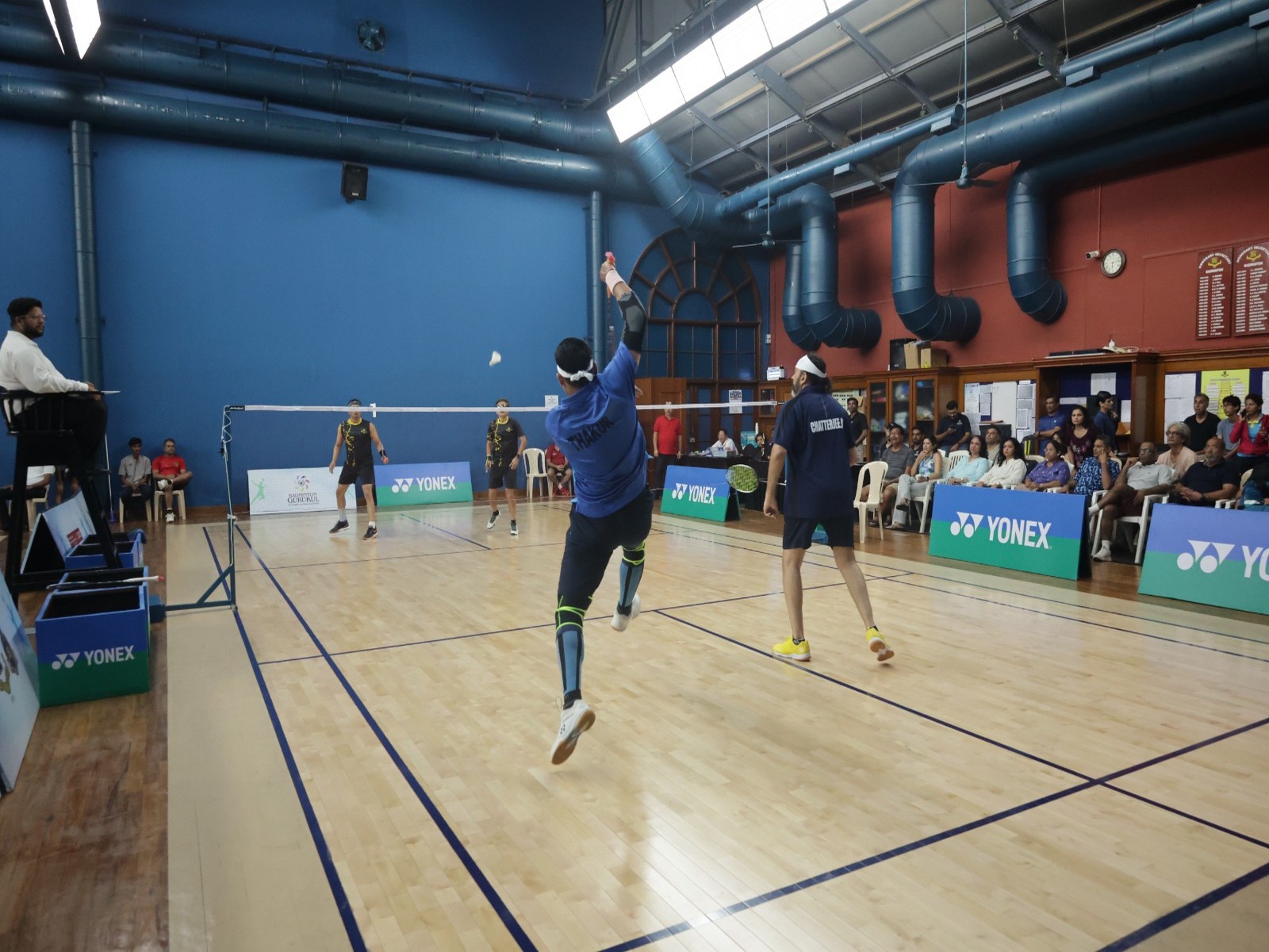 Player in action at 32nd GD Birla Memorial Open Veteran Masters Inter-Club Badminton Tournament (Image: GD Birla Memorial Open)