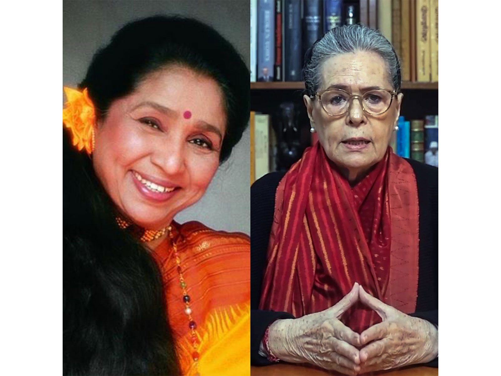 Asha Bhosle (Image source: Instagram@asha.bhosle) and Sonia Gandhi (Photo/ANI)