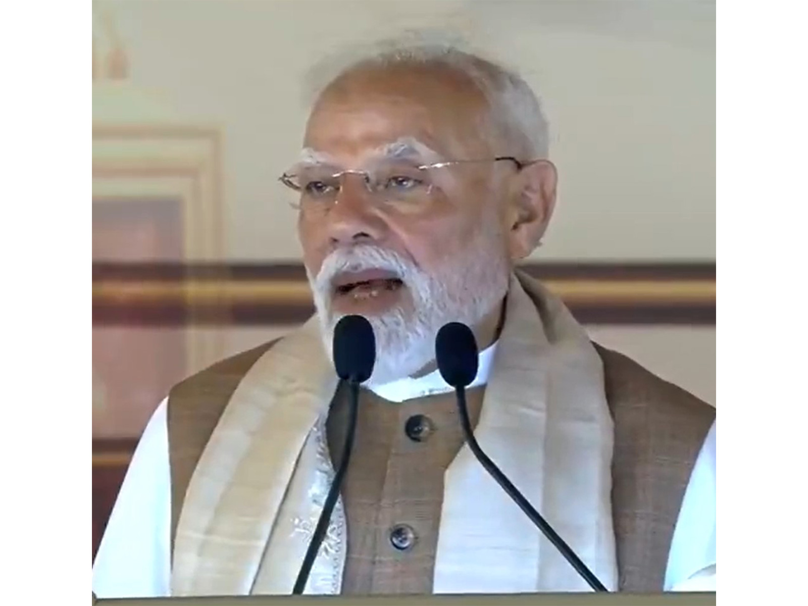 Prime Minister Narendra Modi addressing a gathering in Mandya (Photo/ANI)