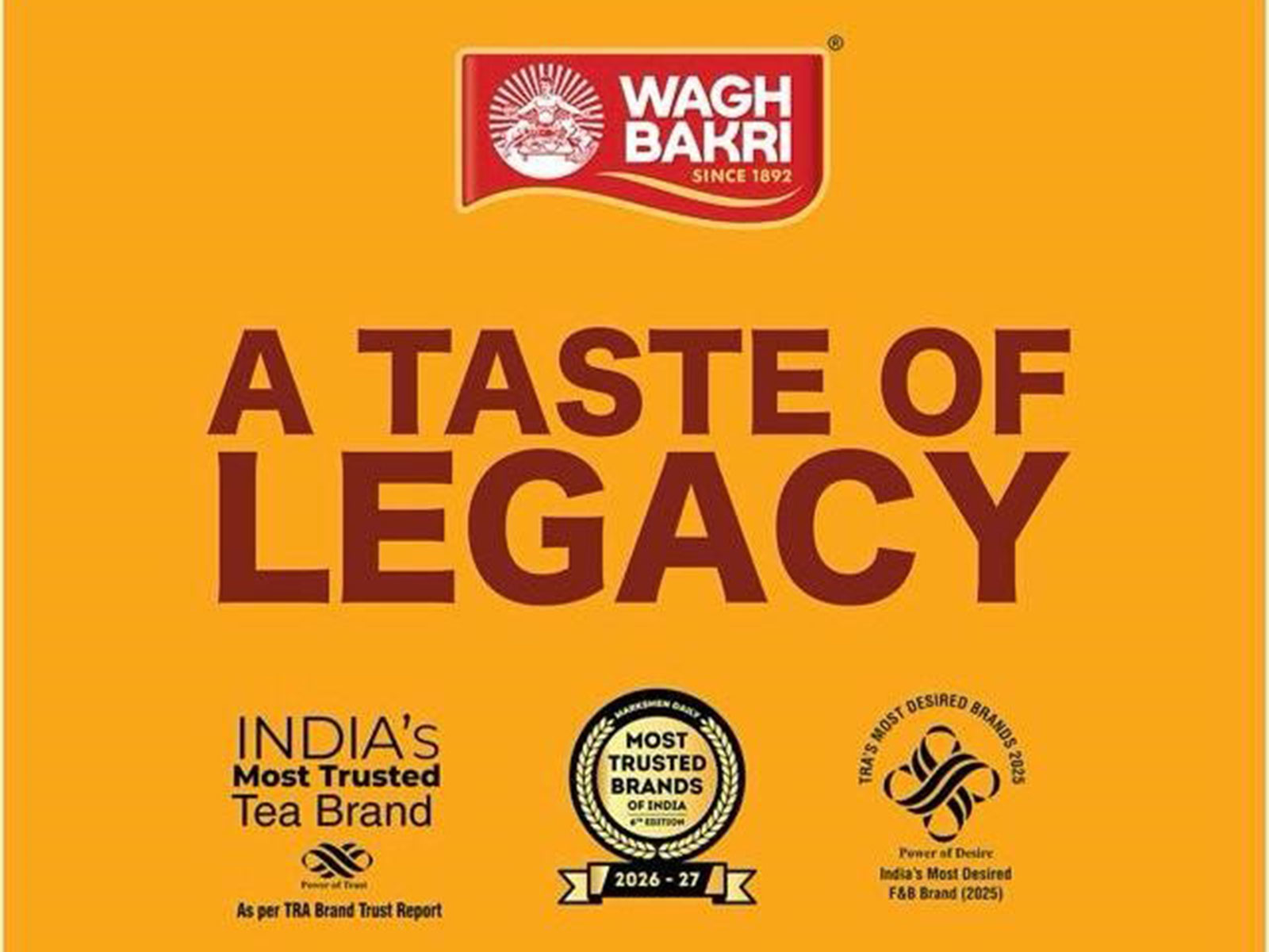 Double accolades for Wagh Bakri: Most Trusted Tea Brand, Most Desired F&B Brand