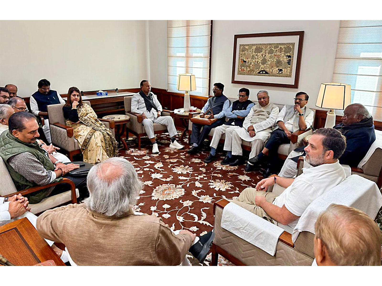 Floor leaders of the INDIA bloc, during a earlier meeting at Parliament House complex (FilePhoto/ANI)