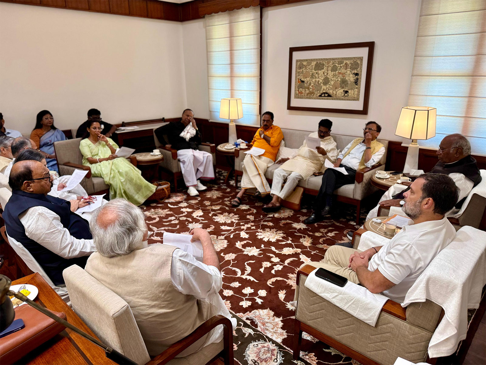 Opposition parties under the INDIA bloc met in the Parliament premises (Photo/AICC)