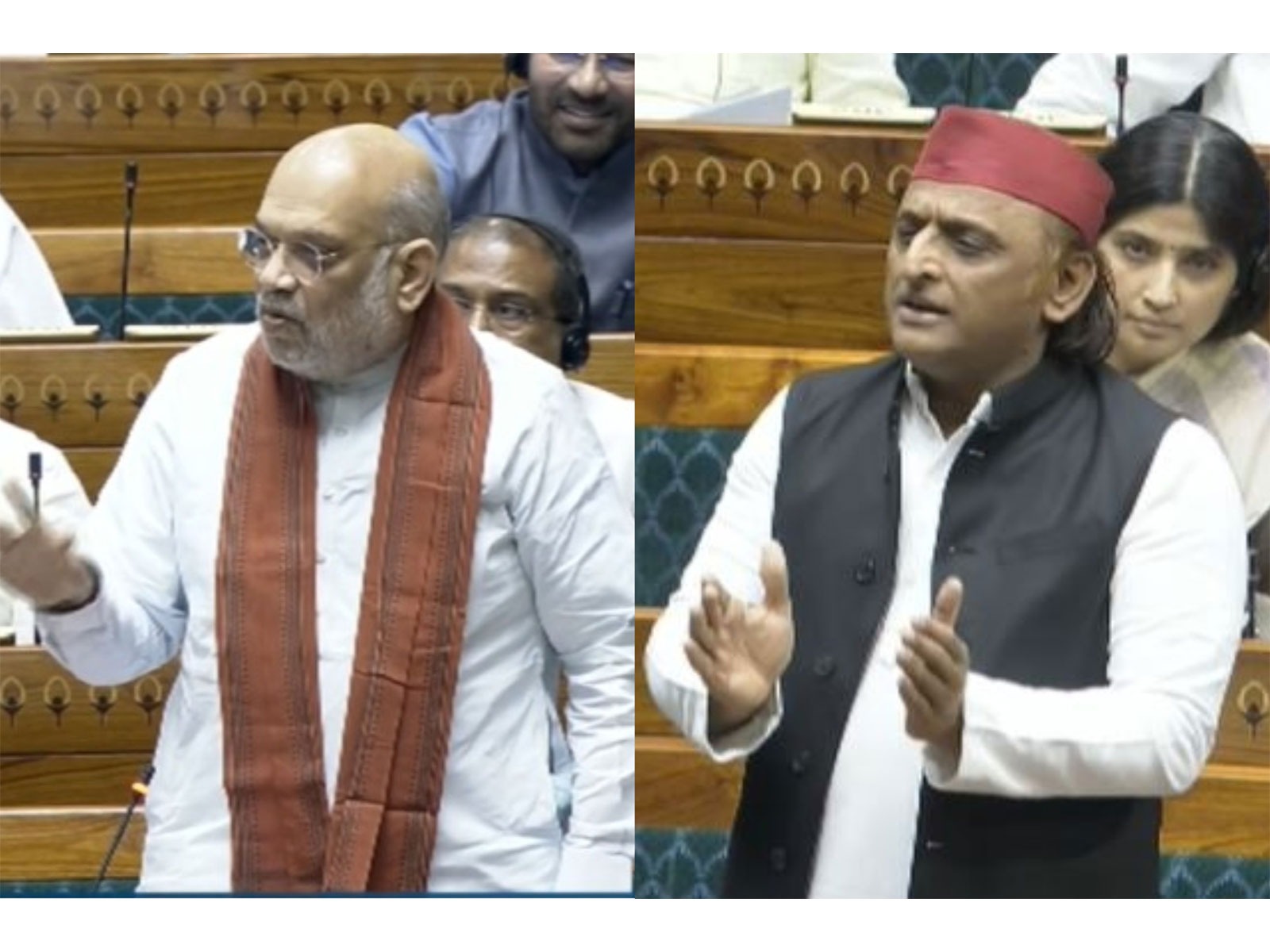 Union Home Minister Amit Shah and Samajwadi Party chief Akhilesh Yadav (Photo/SansadTV)
