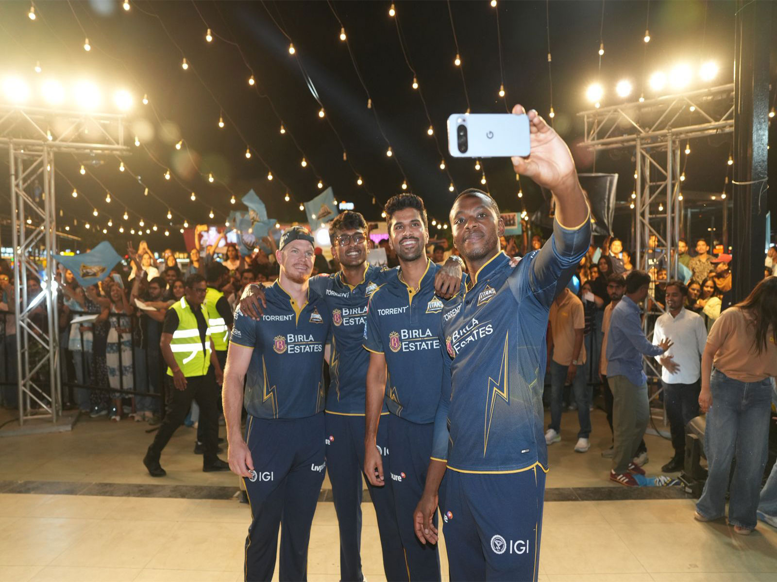 Glenn Phillips (from left), Sai Sudharsan, Washington Sundar and Kagiso Rabada. (Photo/Gujarat Titans)
