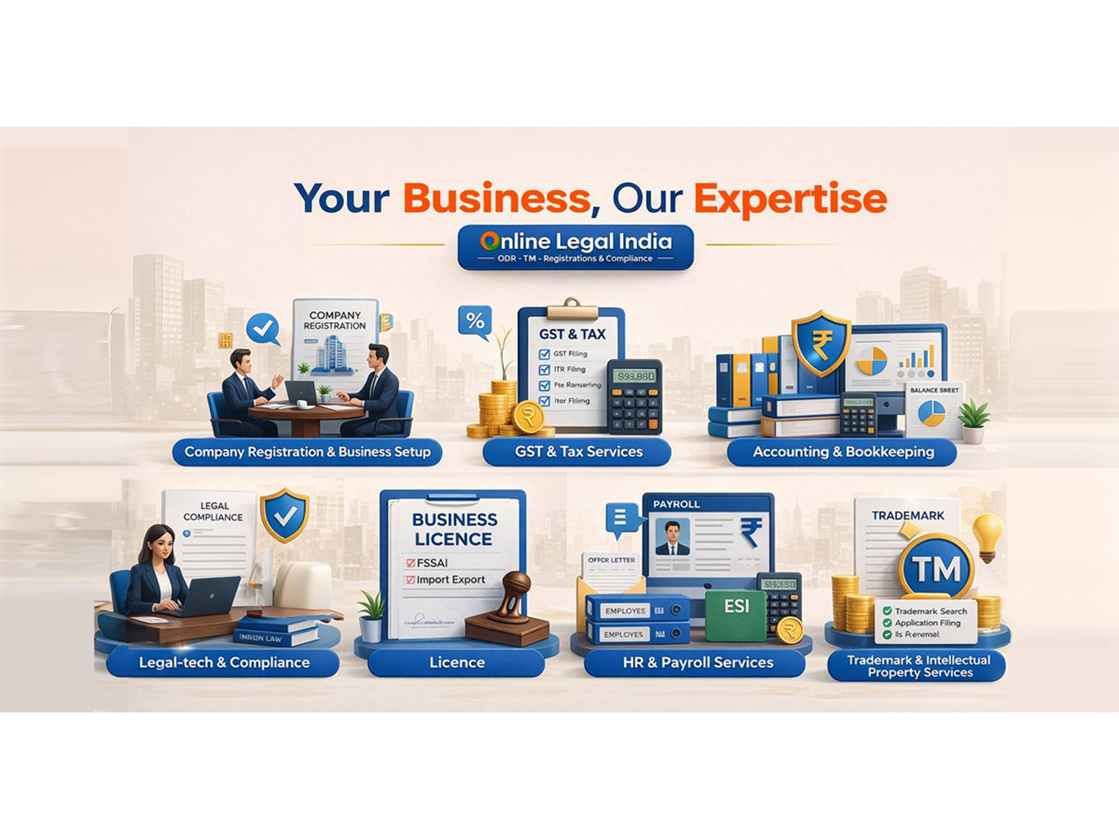 India's first all-in-one platform offering business registration, GST, tax, compliance, legal (ODR), audit, HR & payroll--everything in one place