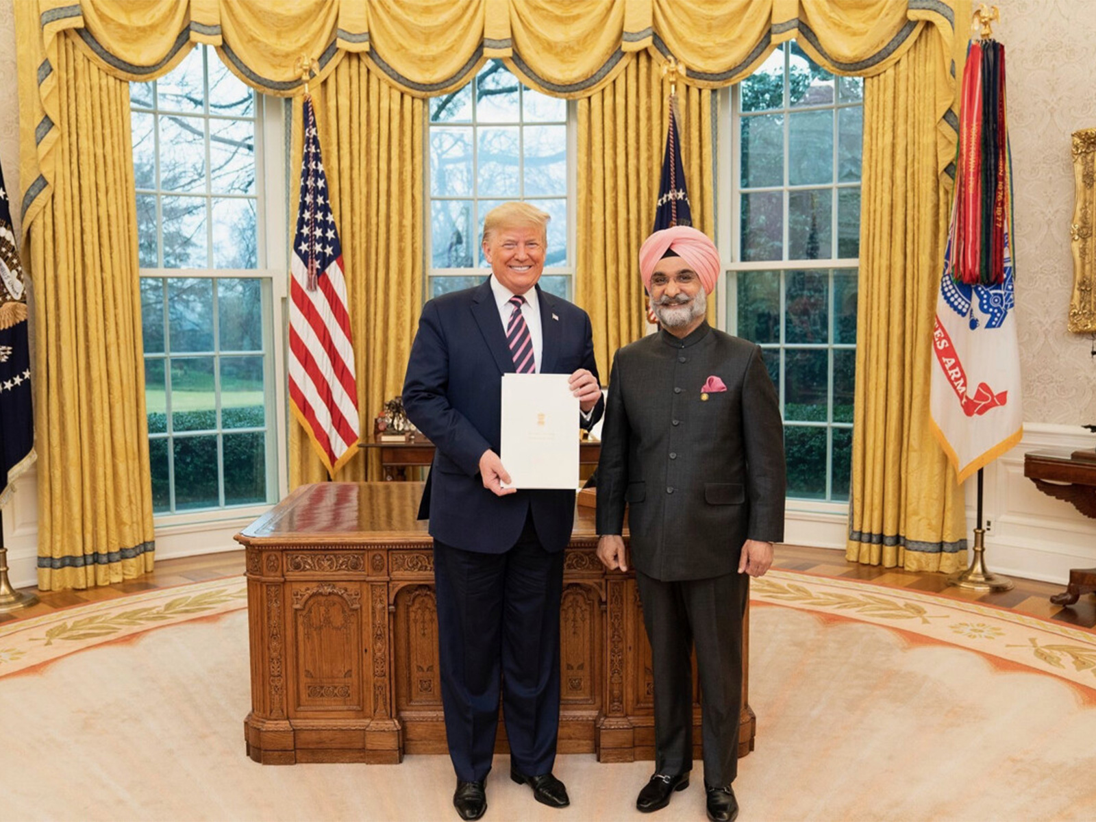 US President Donald Trump with Delhi LG Taranjit Singh Sandhu (Photo: Donald Trump/TruthSocial)