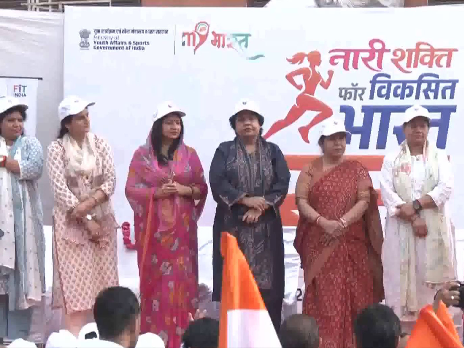 Former BJP MLA Dr. Alka Singh Gurjar and Rajasthan Minister Manju Baghmar flag off 'Nari Shakti-Viksit Bharat Run'(Photo/ANI)