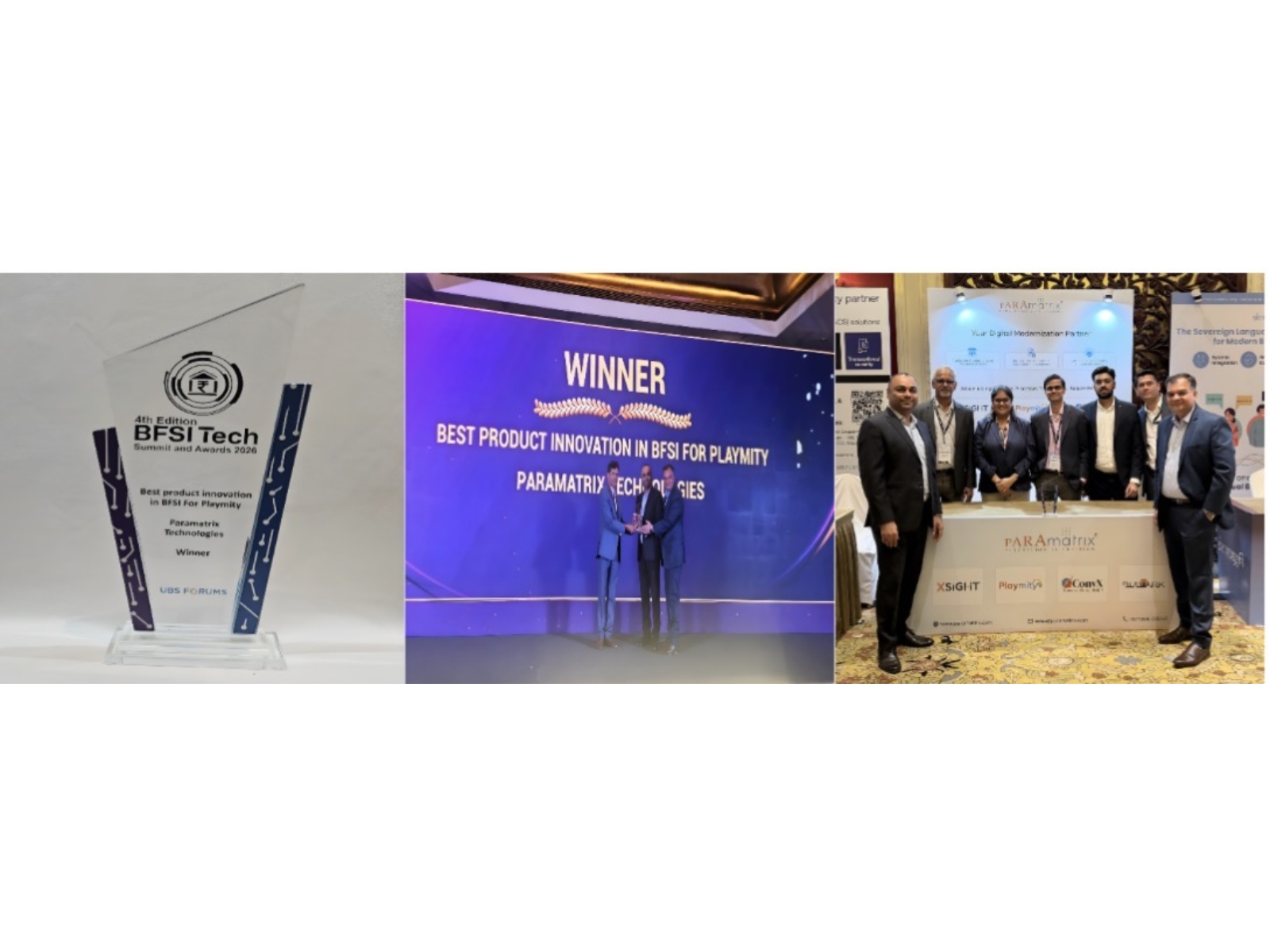 Paramatrix Technologies' 'PLAYMITY' Wins Best Product Innovation Award at BFSI Tech Summit