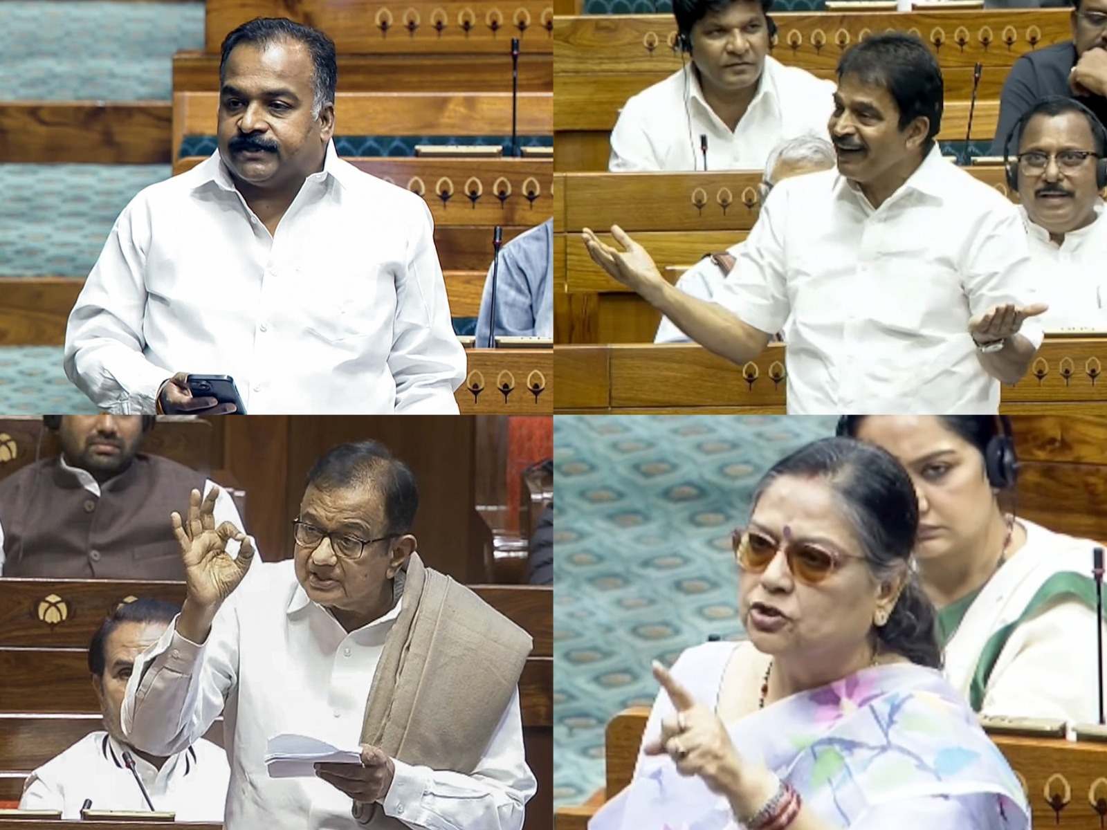 Congress leaders (from top left) Manickam Tagore, KC Venugopal, P Chidambaram, and Kakoli Ghosh
