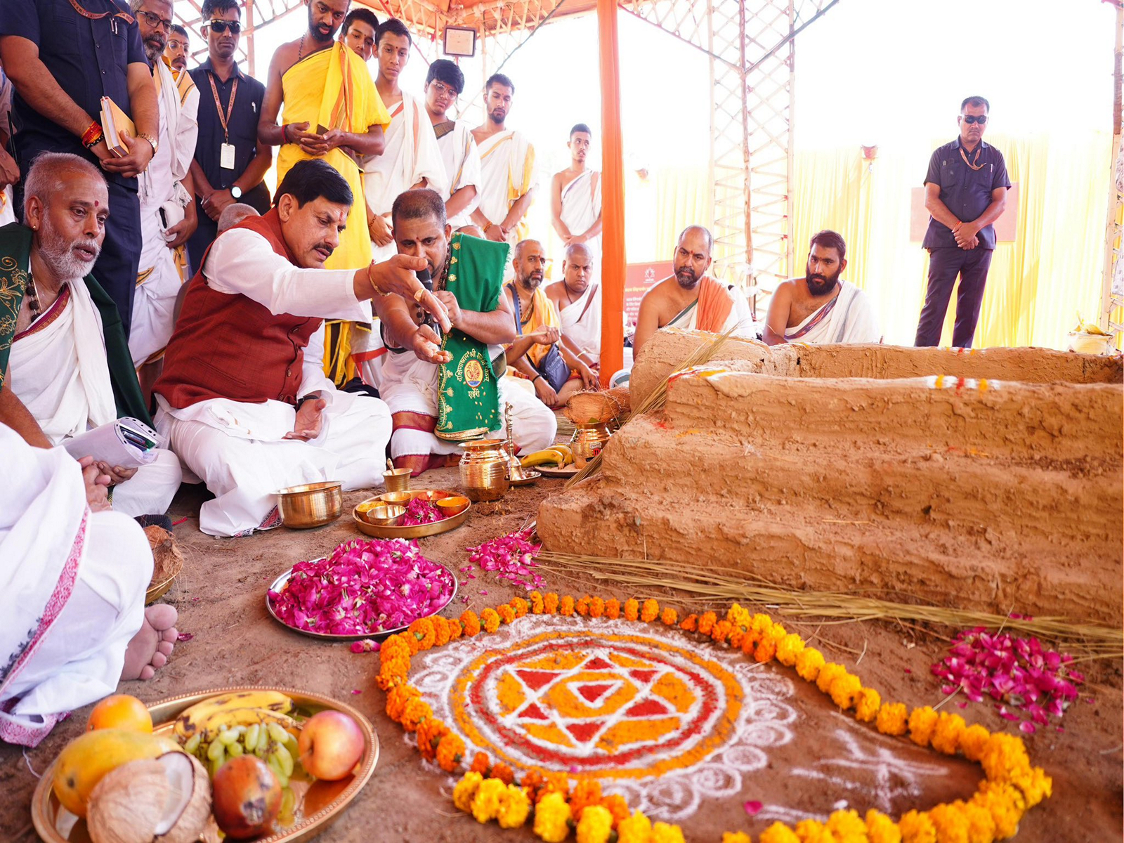 CM Mohan Yadav performing Yagya Pujan on the occasion of the inauguration of the five-day 'Ekatma Parv' (Photo/ X @CMMadhyaPradesh)