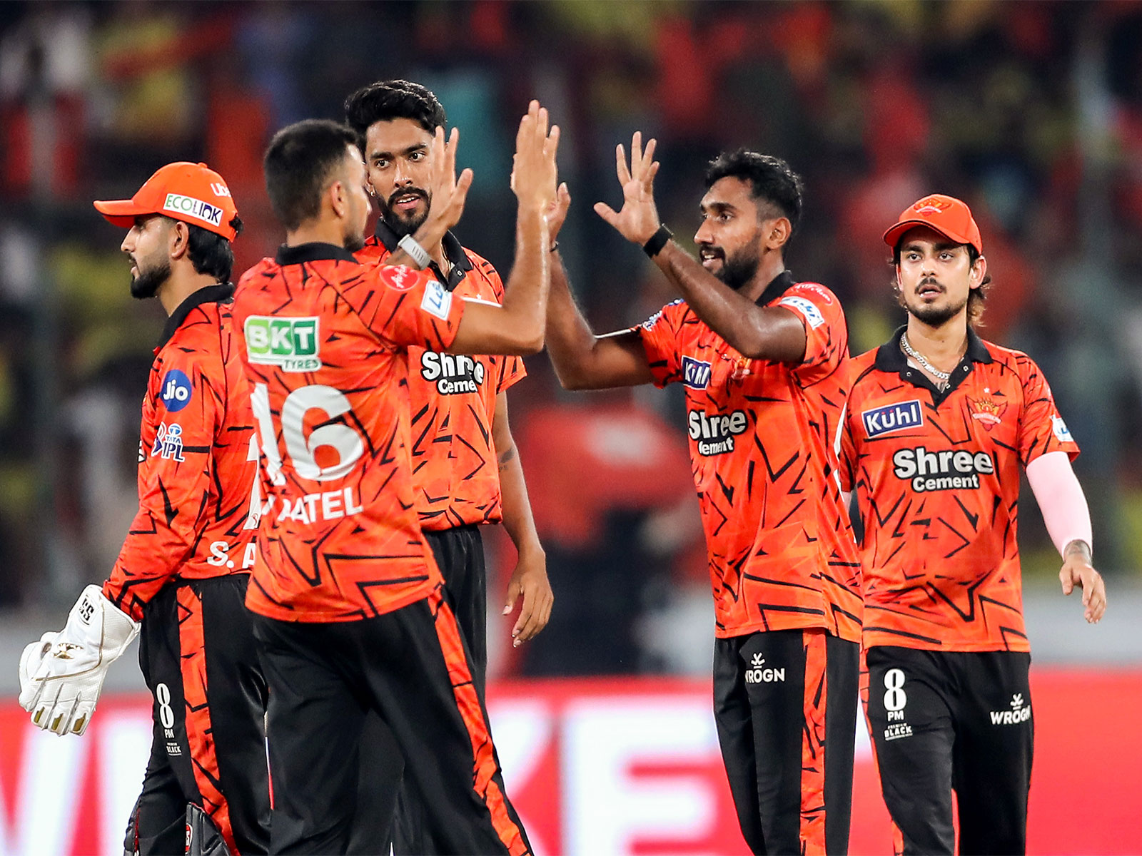 Sunrisers Hyderabad celebrating a wicket. (Photo: ANI)