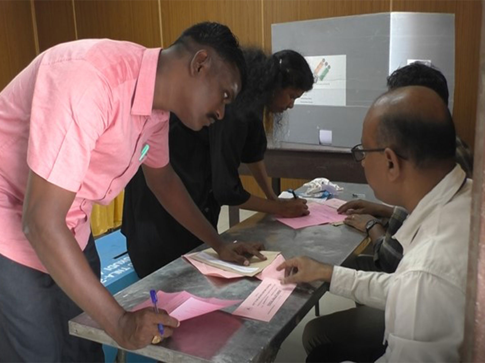 Visuals from postal voting in Thoothukudi (Photo/ANI)