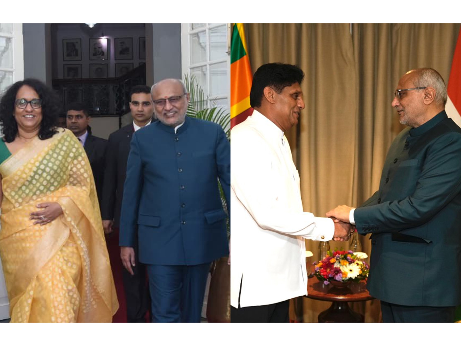 VP CP Radhakrishnan with Sri Lankan PM Harini Amarasuriya, LoP Premadasa (Photos/X@MEAIndia)
