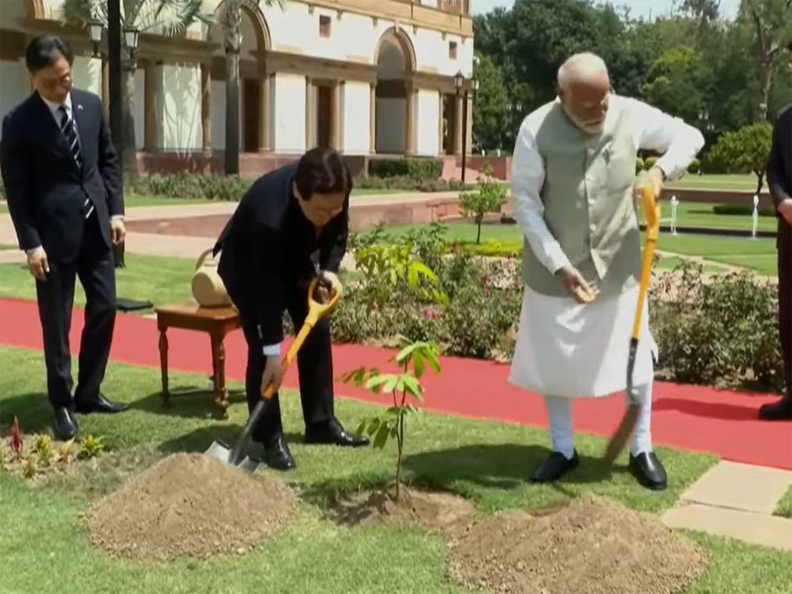 PM Modi planting tree with South Korean President Lee Jae Myung (Photo/ANI)