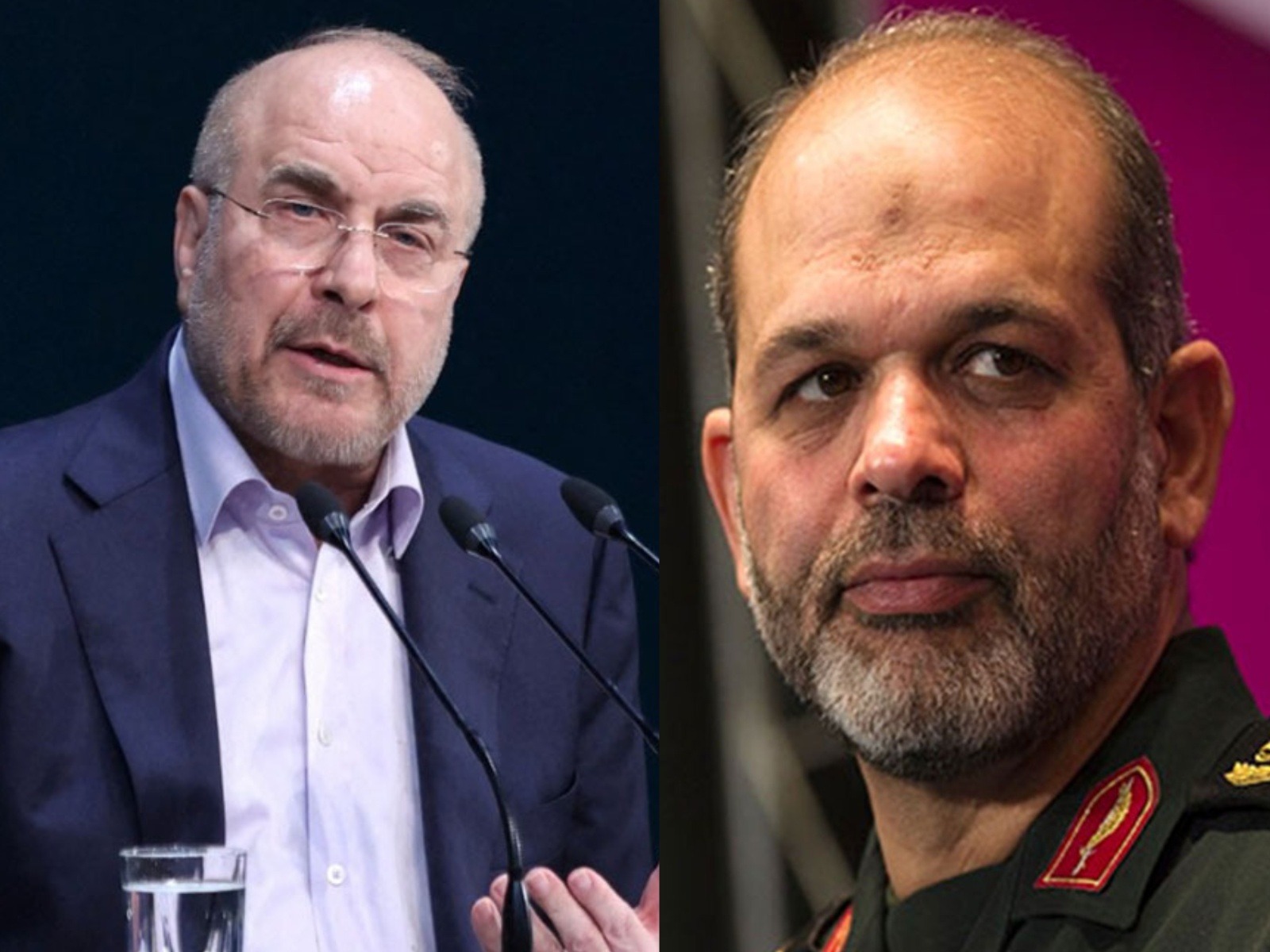 Iranian Parliament Speaker Mohammad Bagher Ghalibaf and Islamic Revolutionary Guards Corps (IRGC) Commander Major General Ahmad Vahidi (Photo/Reuters)