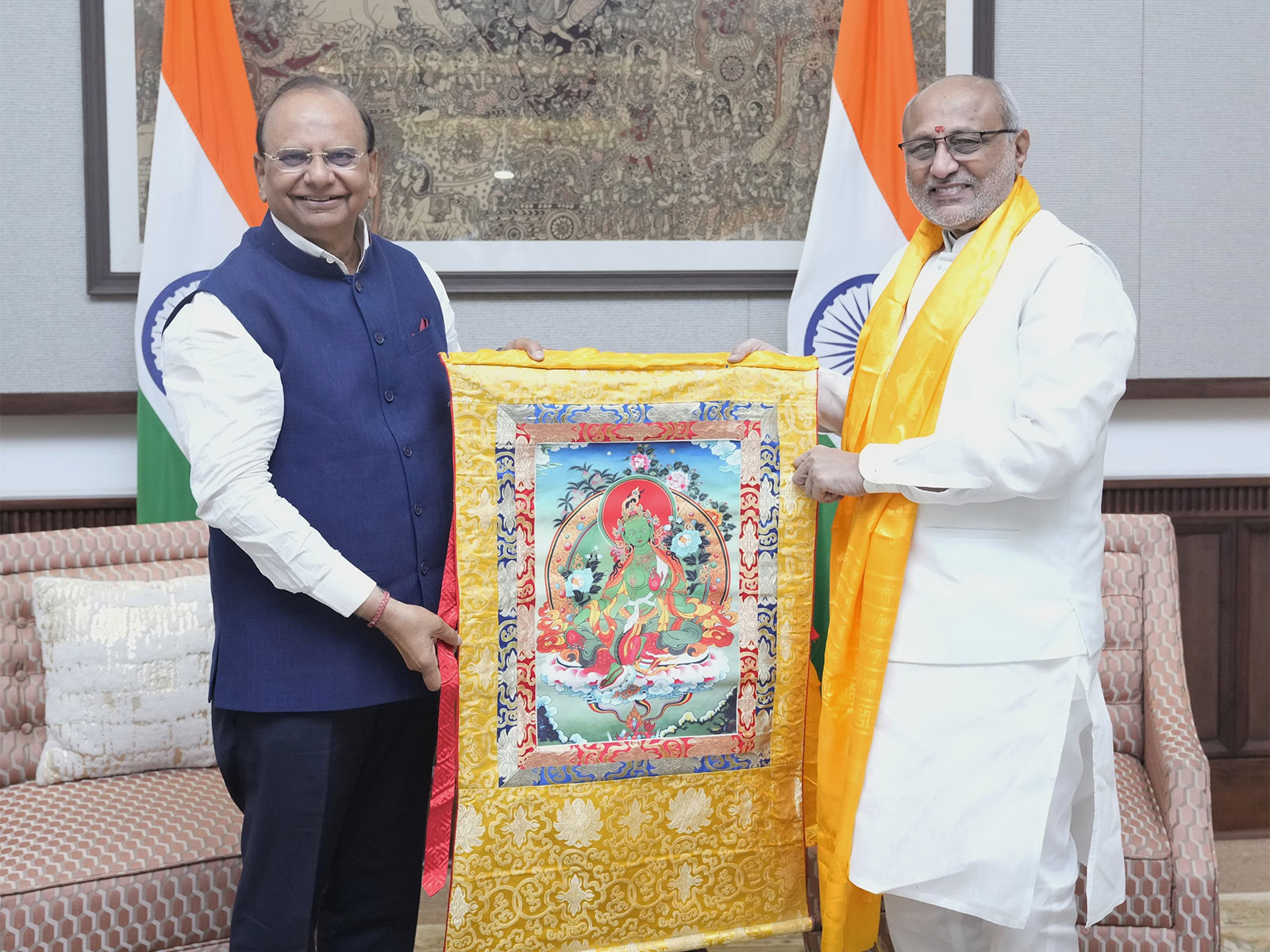 Vice President CP Radhakrishnan with Ladakh LG VK Saxena (Photo/@VPIndia)