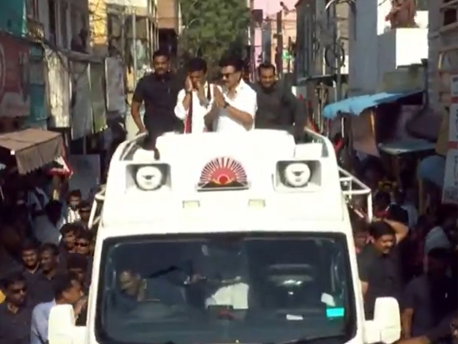 Tamil Nadu CM and DMK President MK Stalin conducts roadshow in Villivakkam (Photo: DMK)