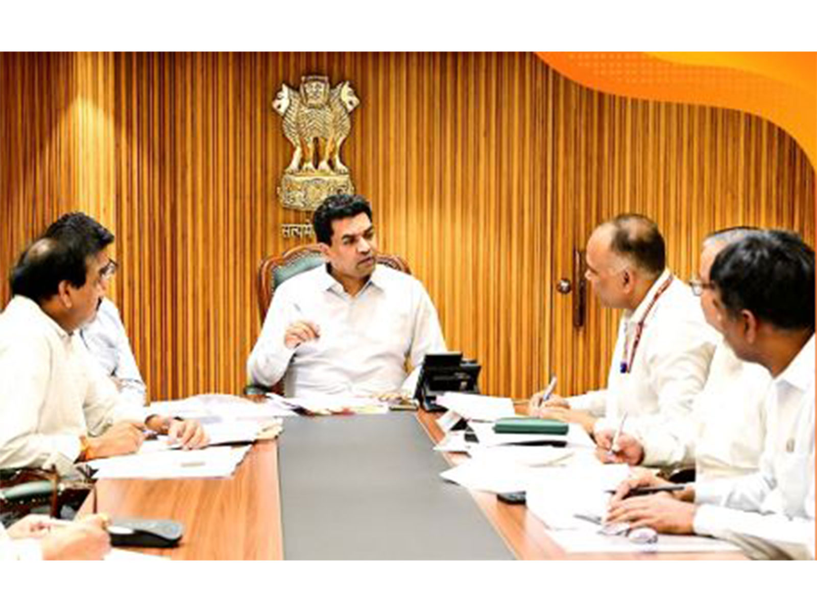 Delhi Minister Kapil Mishra during the meeting (Photo: @KapilMishra_IND/X)