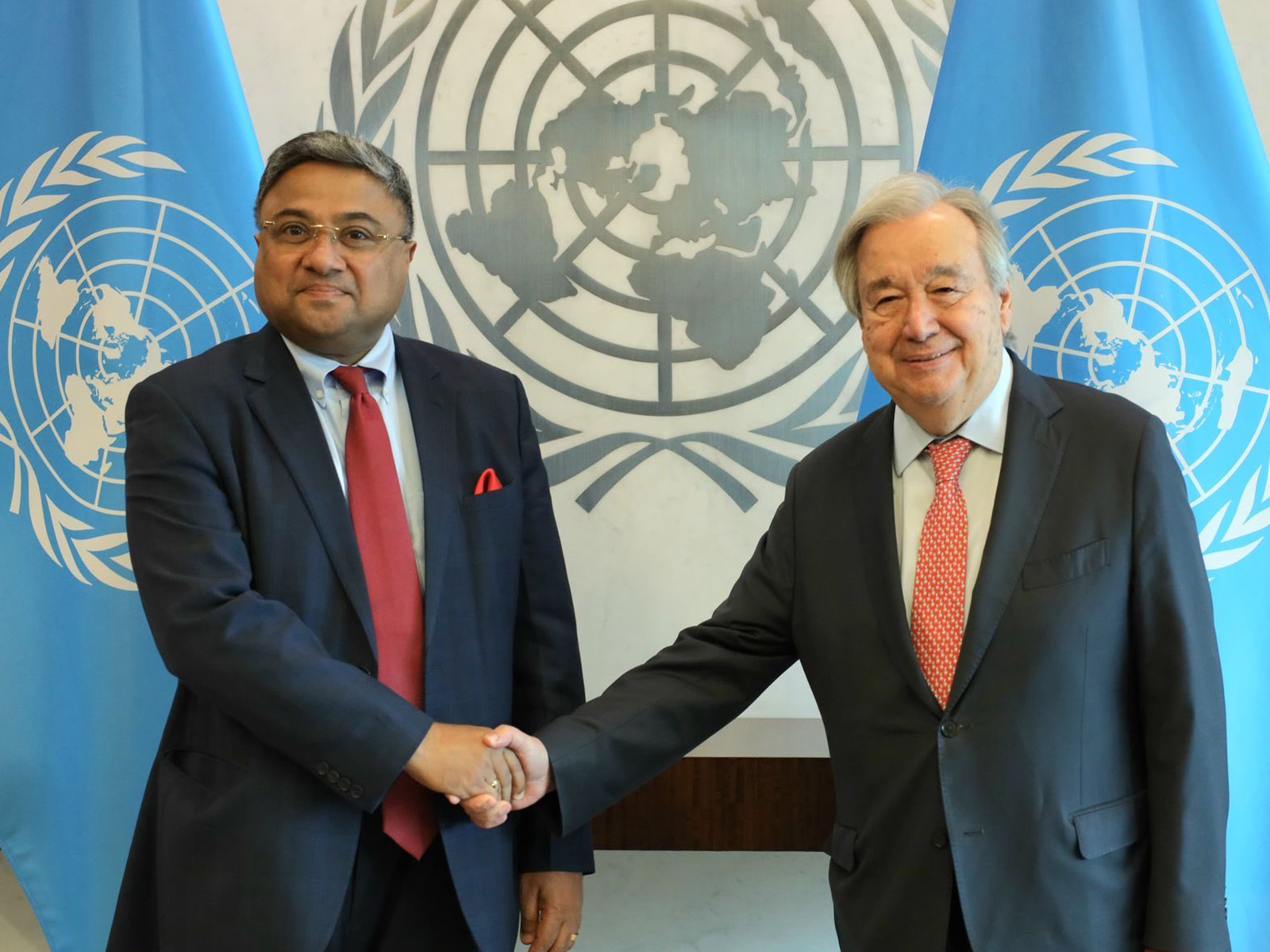 MEA Secretary (West) Sibi George meets the United Nations Secretary General, Antonio Guterres (Photo/X/@MEAIndia)