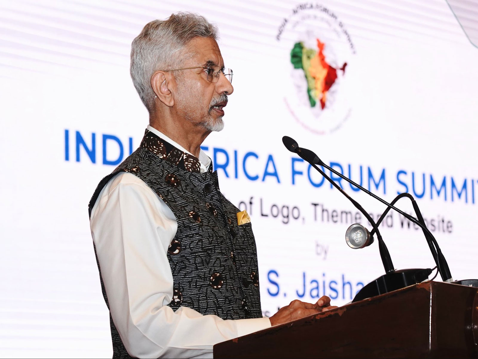 External Affairs Minister S Jaishankar at the launch of logo, theme, and website of  4th India-Africa Forum Summit (Photo/X/@DrSJaishankar)