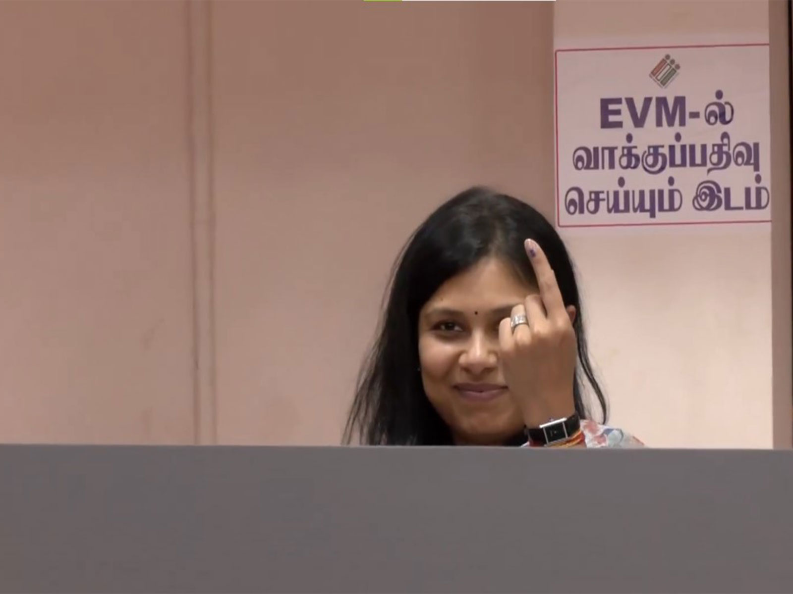 Tamil Nadu CM MK Stalin's daughter Senthamarai Stalin casts her vote at a polling station in Chennai (Photo/ANI)