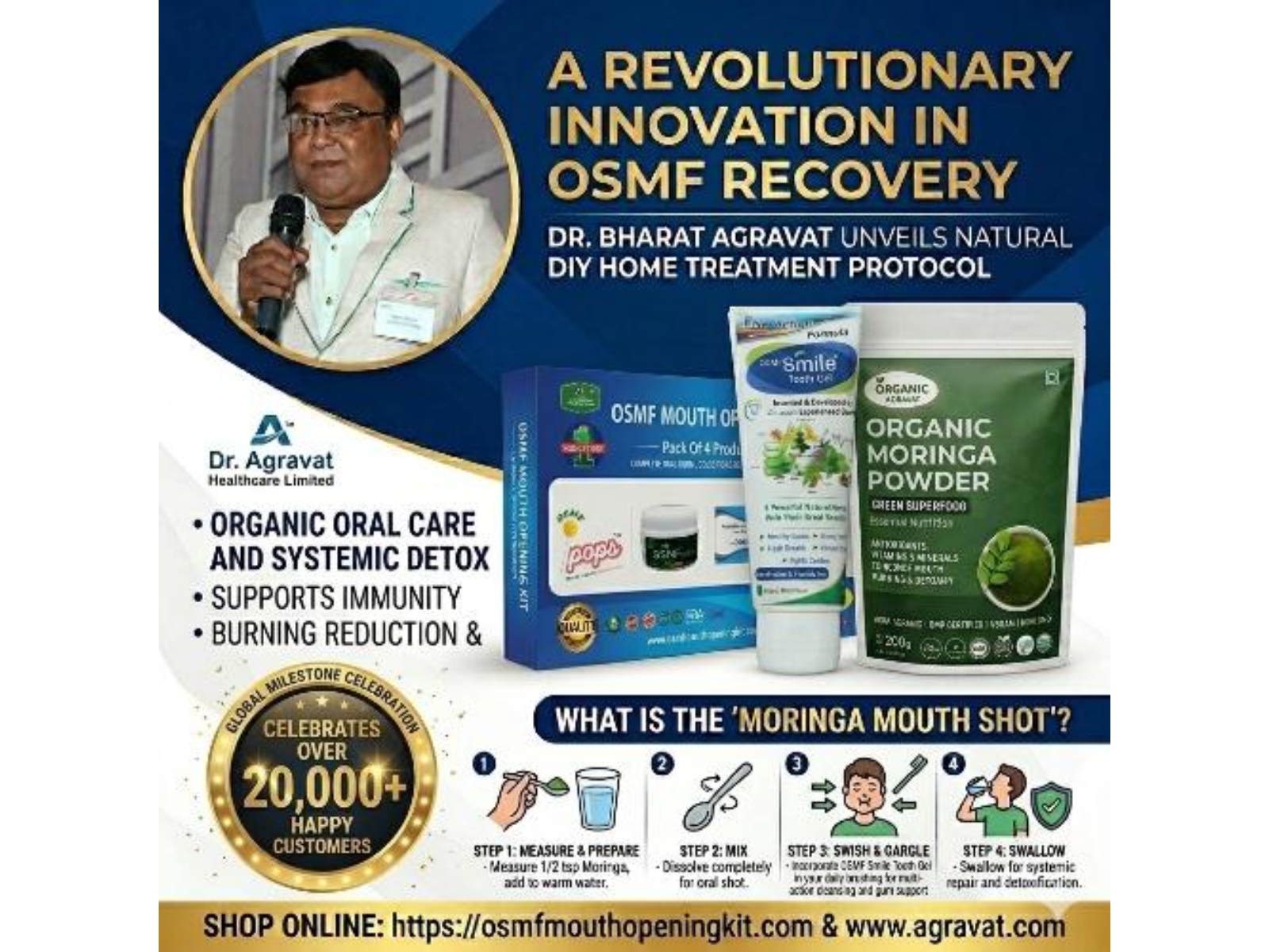 Stop the mouth burn! Dr. Bharat Agravat's 1-min "Moringa Mouth Shot" heals OSMF naturally at home. Restore your smile today!  #OSMF #Moringa