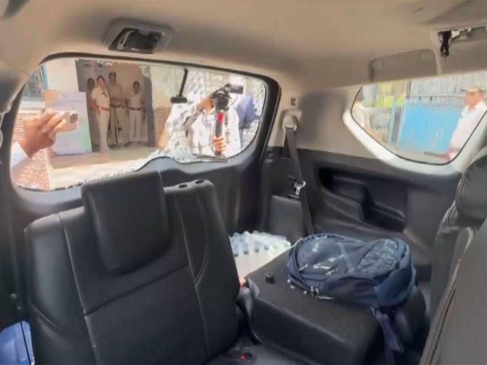 Vandalised car of BJP leader Agnimitra Paul in Asansol's Burnpur area (Photo/ANI)