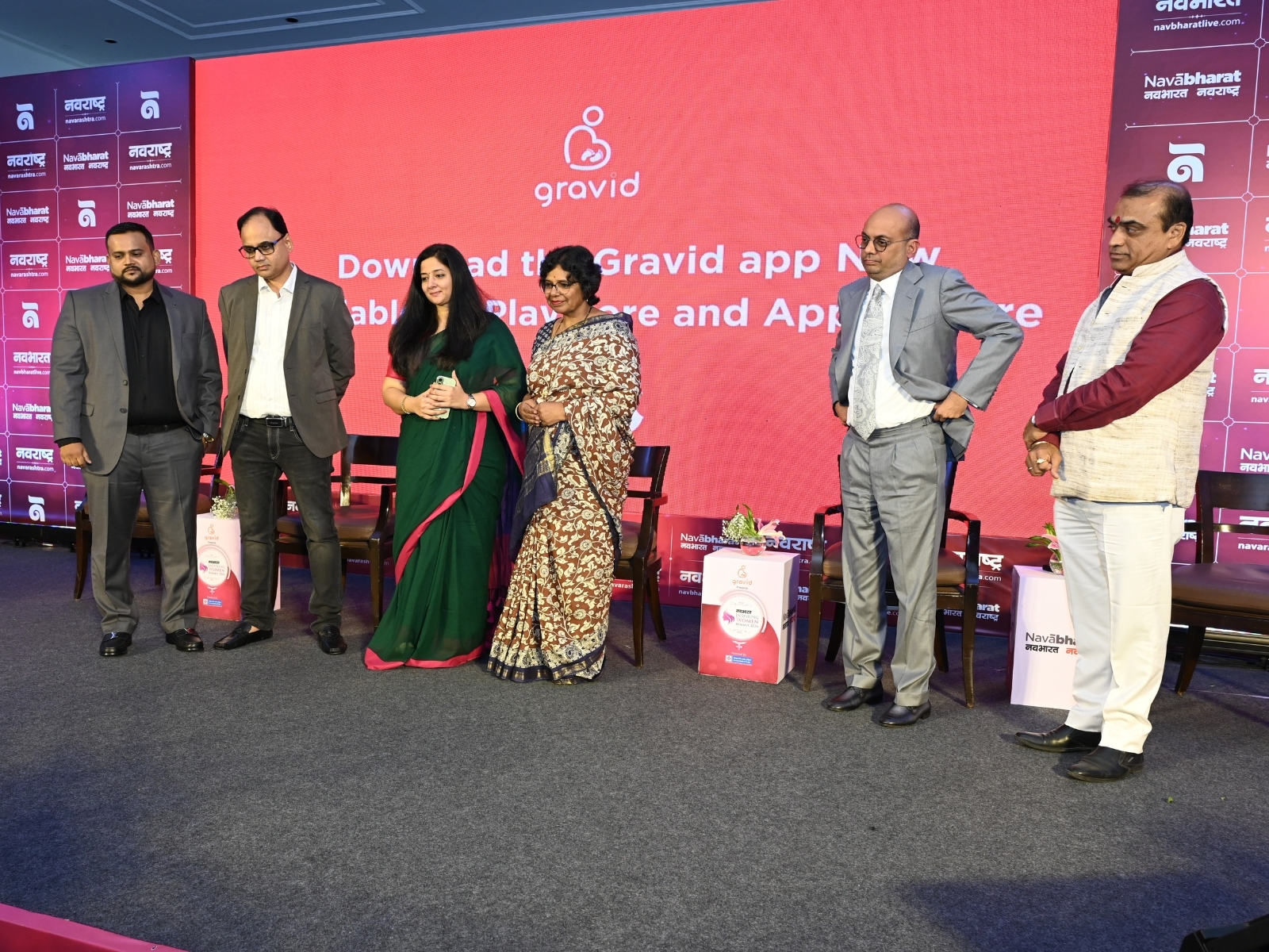 Pratiksha Ratna (Founder) and Stanley Samuel (Co-Founder) of Gravid joined Smt. Vijaya Rahatkar (NCW Chairperson), Kushagra Bajaj, Srinivas Rao, and Sanjay Tiwari of Navabharat