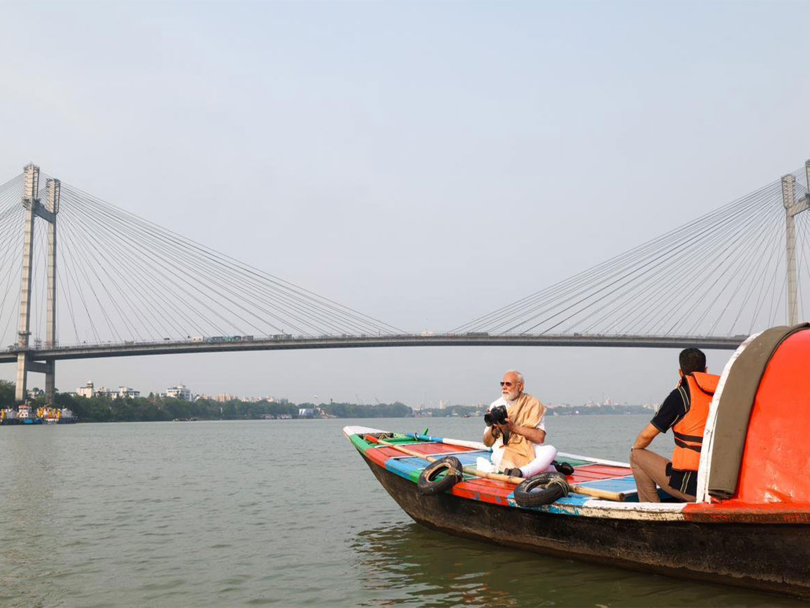 Prime Minister Narendra Modi at the river Hooghly (Photo/X/@narendramodi)