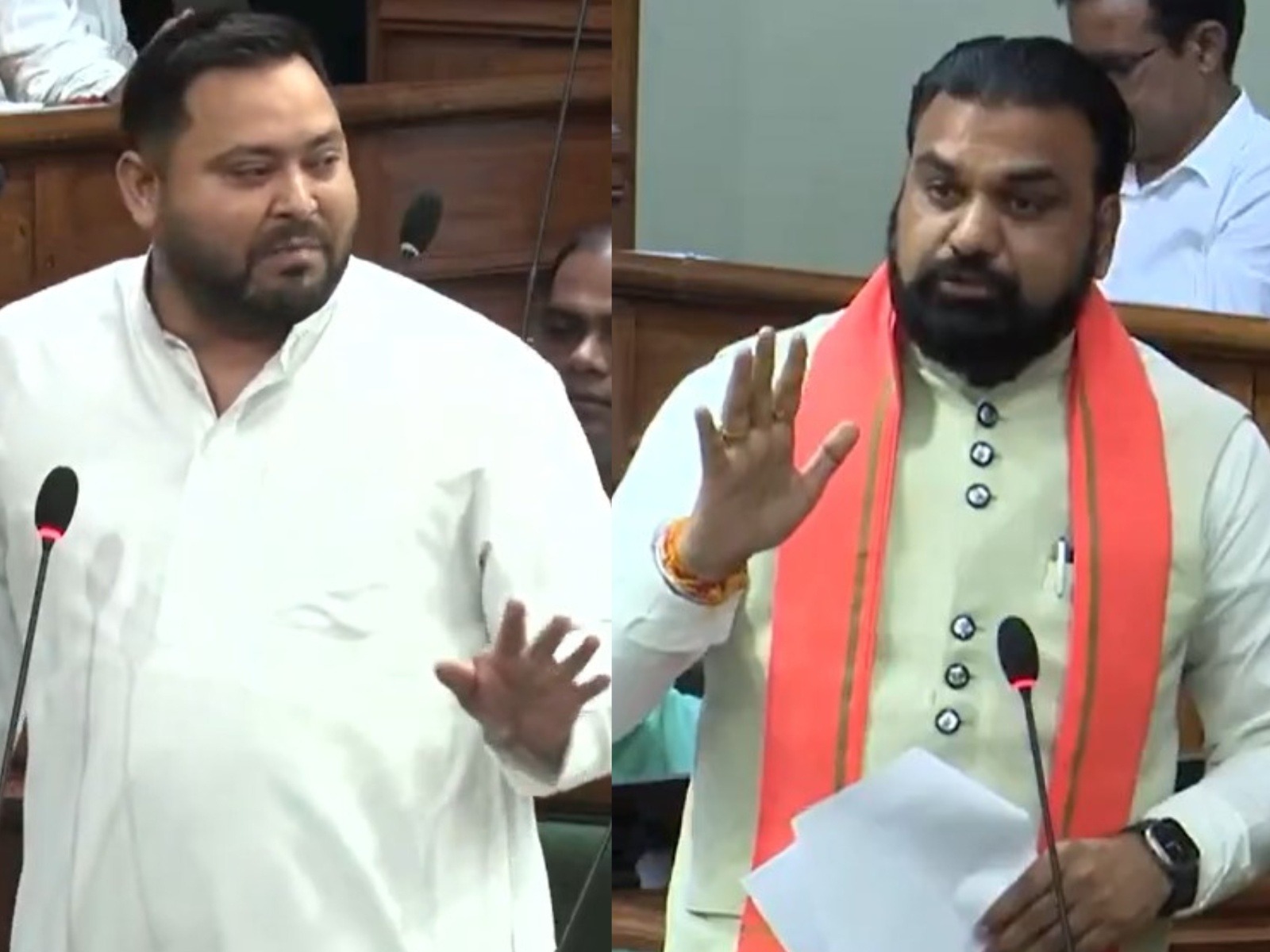 Bihar LoP Tejashwi Yadav and Bihar Chief Minister Samrat Chodhary (Photo/Bihar Vidhan Sabha TV)