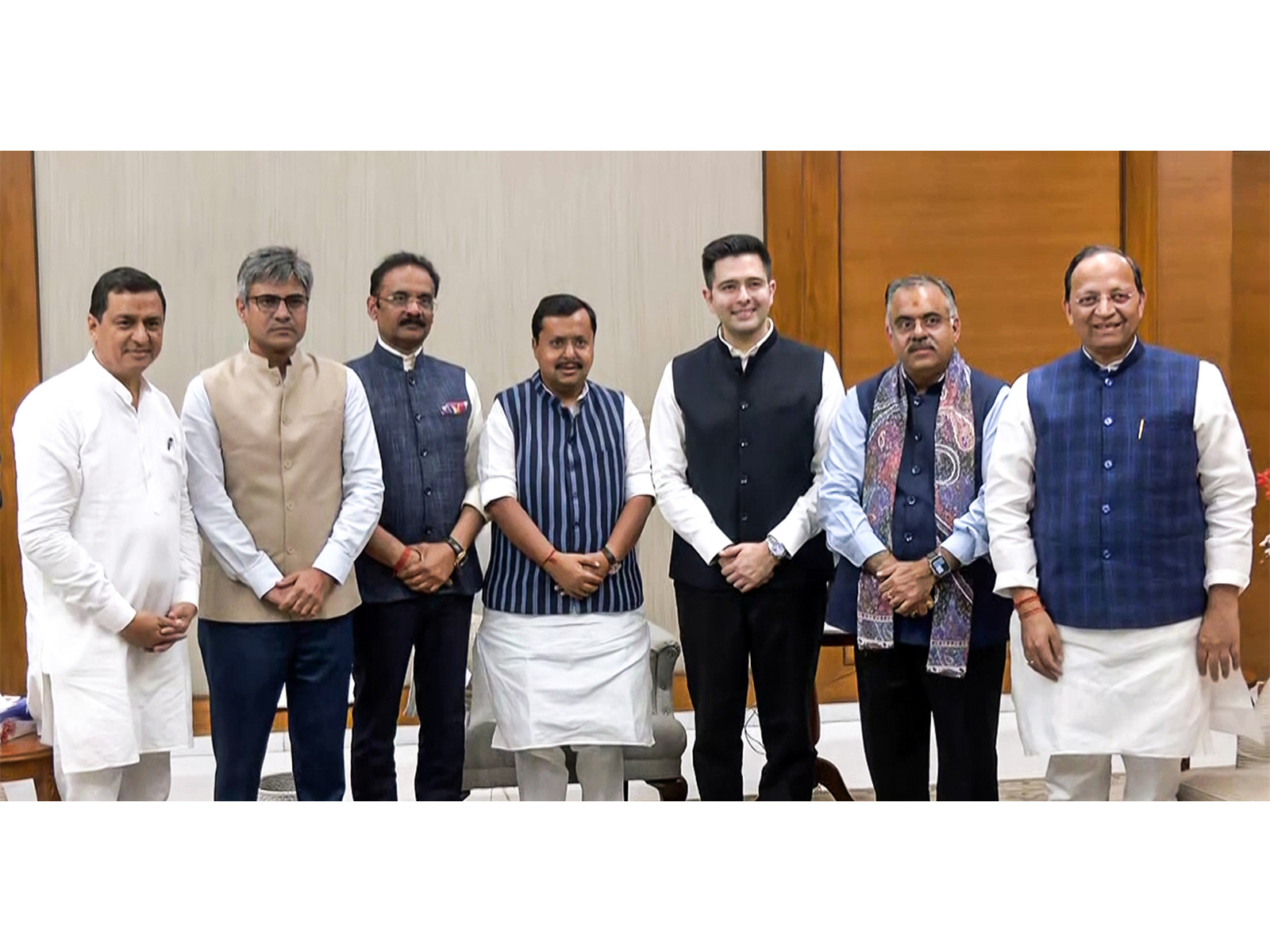 Rajya Sabha MPs Raghav Chadha, Sandeep Pathak and Ashok Mittal join BJP in presence of BJP National President Nitin Nabin (Photo/ANI)