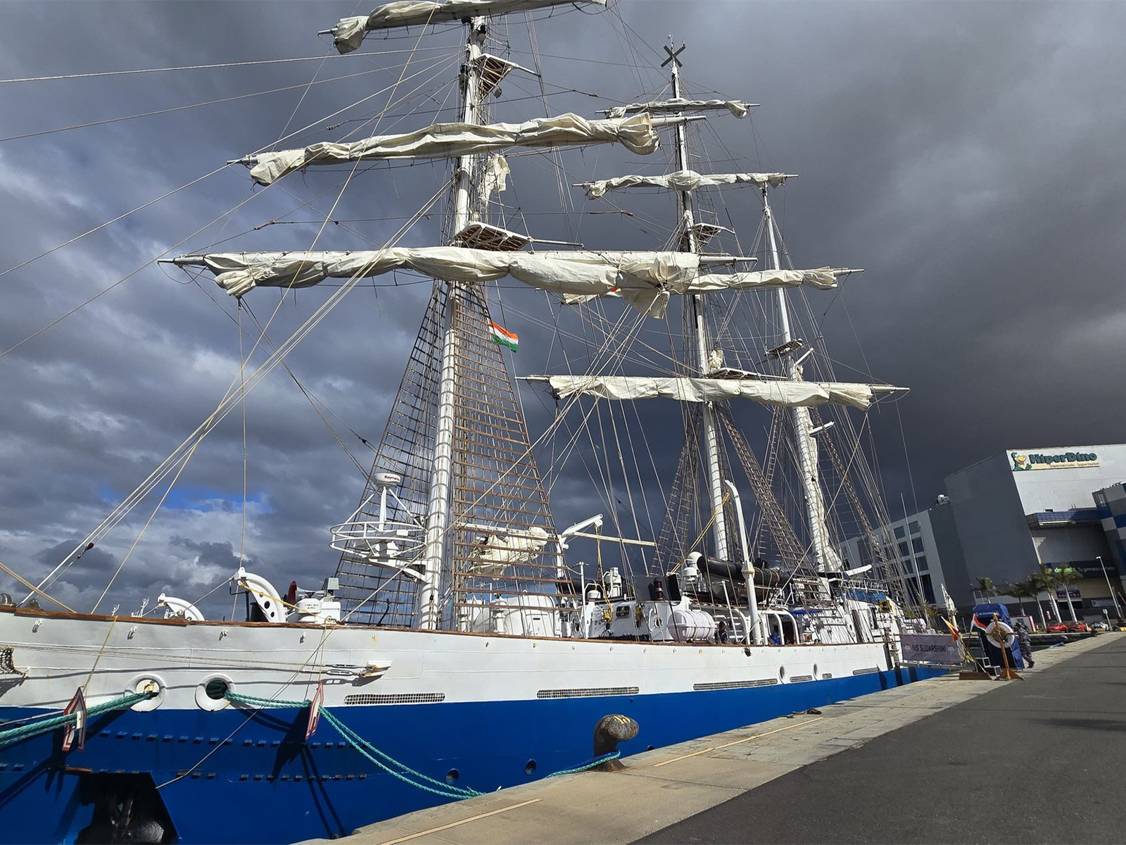 INS Sudarshini arrives at Las Palmas (Photo/ Ministry of Defence)