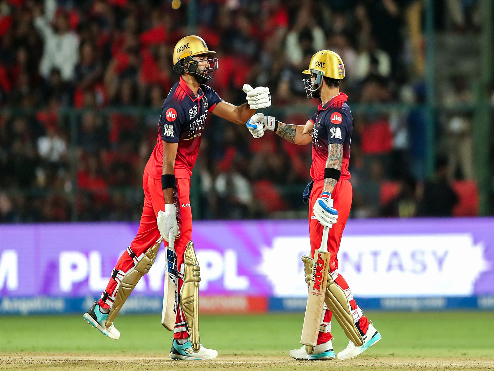 RCB's Devdutt Padikkal (left) and Virat Kohli (right) (Photo: ANI)