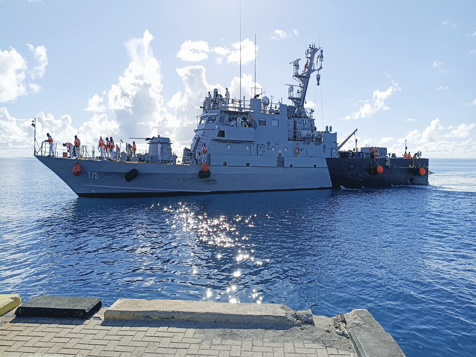 Indian Navy's Fast Attack Craft INS Kalpeni arrives at Gan in the Addu Atoll, Maldives, to strengthen bilateral defence cooperation. (Photo: X/@HCIMaldives)