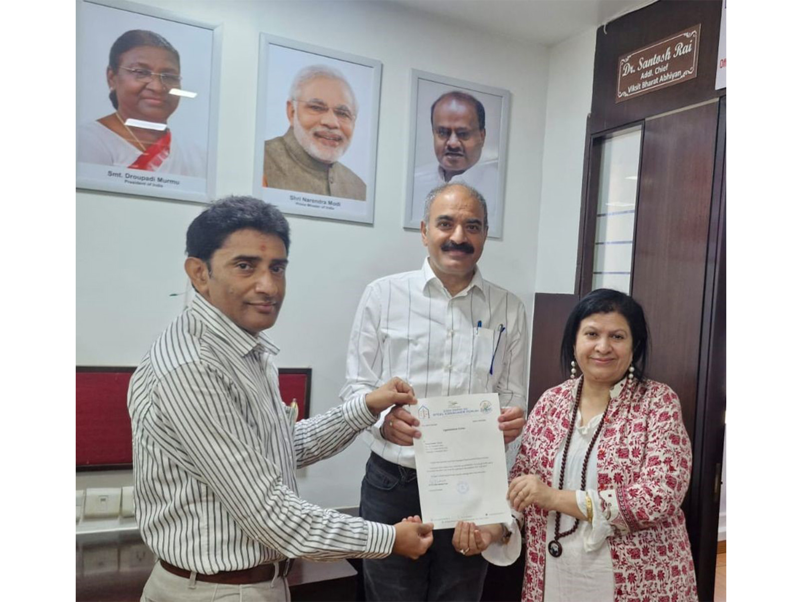 (L-R) Dr. Santosh Rai, Pawan Kumar Walecha, and Nivedita Sharma Prem during the appointment ceremony.