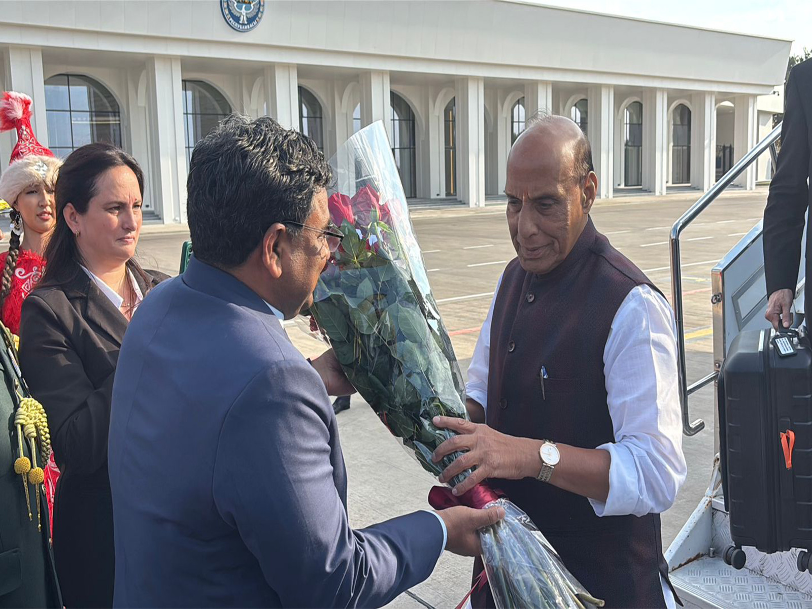 Kyrgyzstan: Rajnath Singh arrives in Bishkek to attend SCO Defence Ministers' Meeting (Photo/ANI)