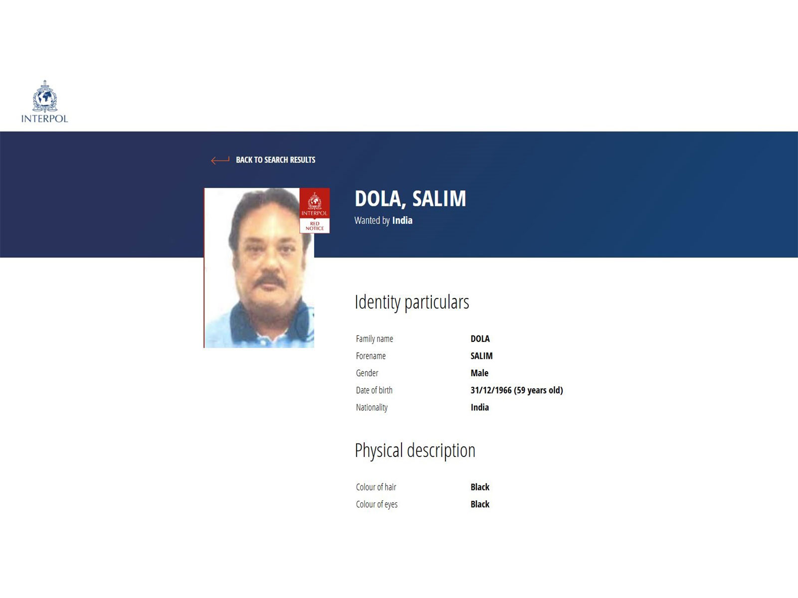 Interpol Red Notice against Salim Dola (Photo/Interpol)