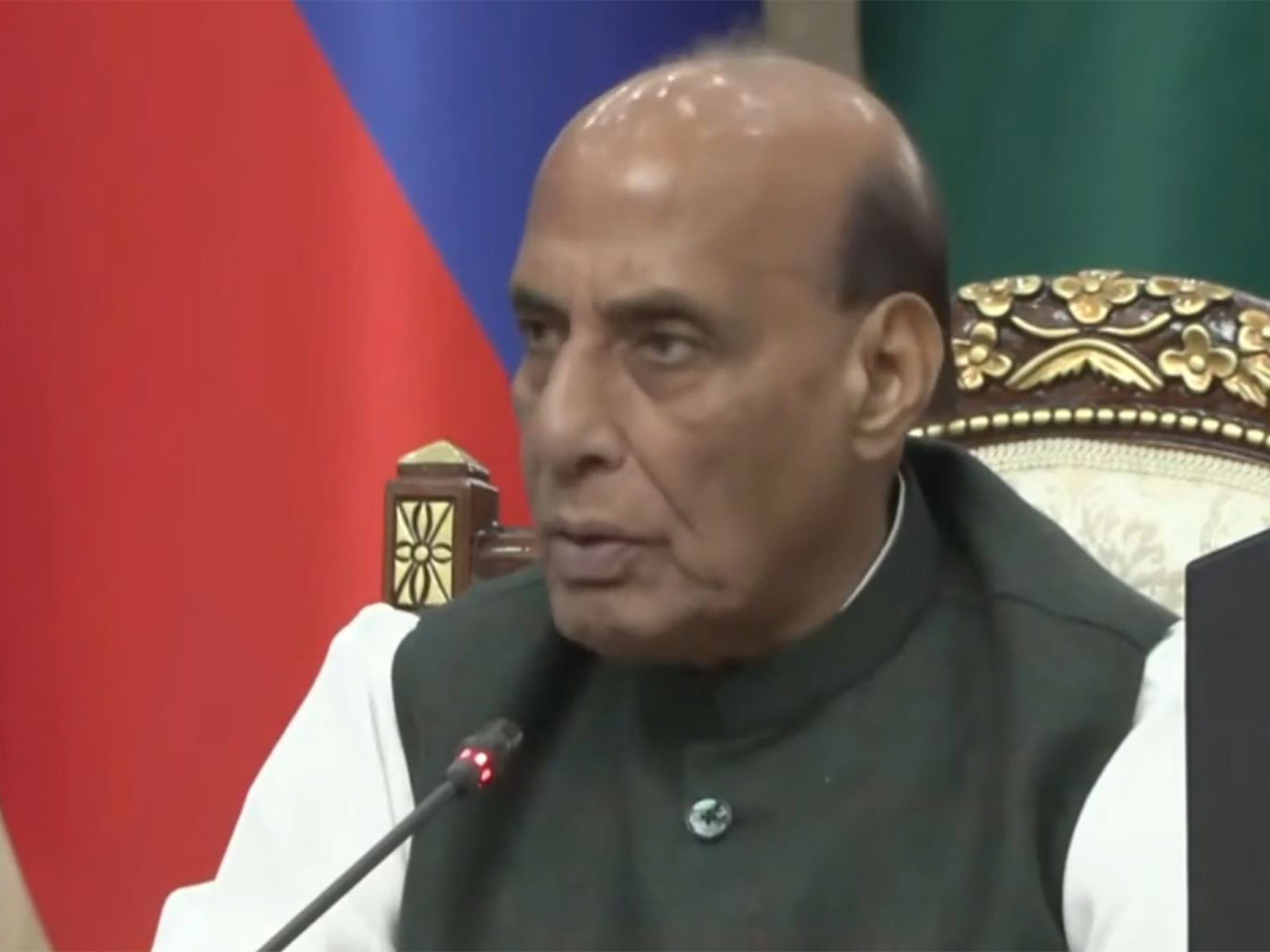 Rajnath Singh addresses the SCO Defence Ministers' Meeting in Bishkek, warning that terror epicentres are no longer immune to punishment. (Photo: X//rajnathsingh)