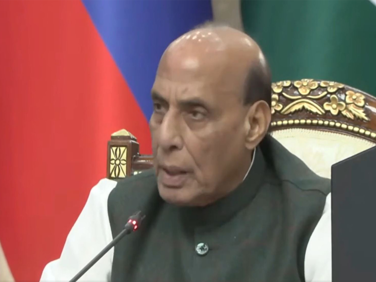 Defence Minister Rajnath Singh addresses the SCO Defence Ministers' Meeting in Bishkek, advocating a rule-based global order and calling for peace and diplomacy. (Photo: X/@rajnathsingh)