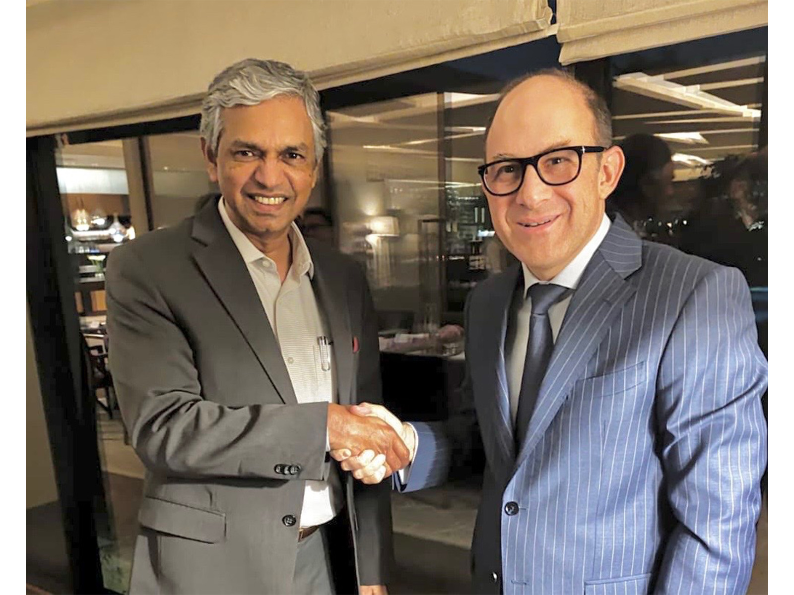 Senior Diplomat P Kumaran with Argentine Ambassador to India Mariano Caucino (Photo /@CaucinoMariano)