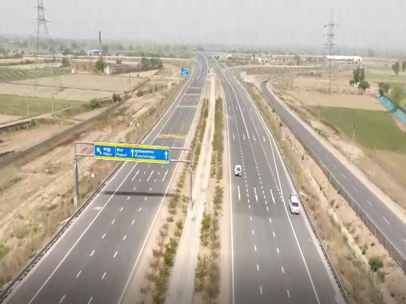 Visual of 6 lane Ganga Expressway (Photo/ANI) 