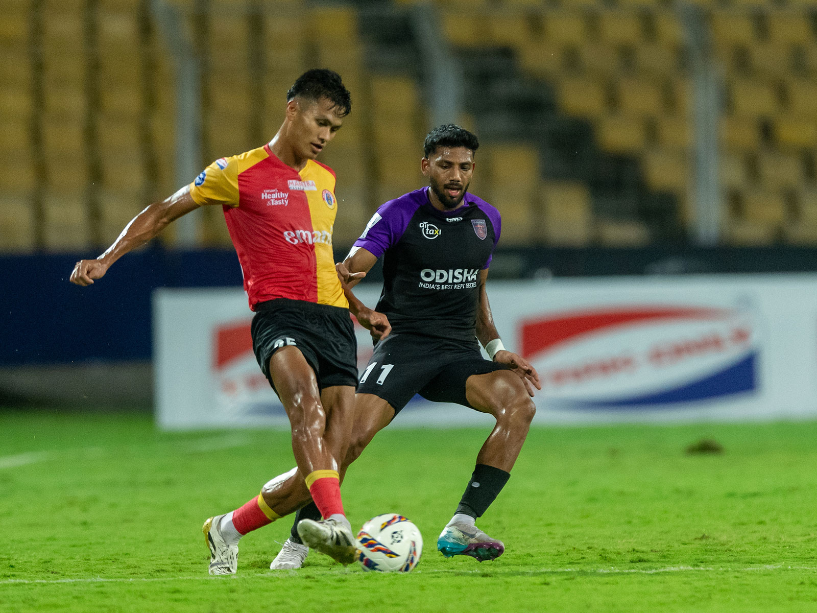 Players in action during East Bengal vs Odisha FC match. (Photo/ISL)