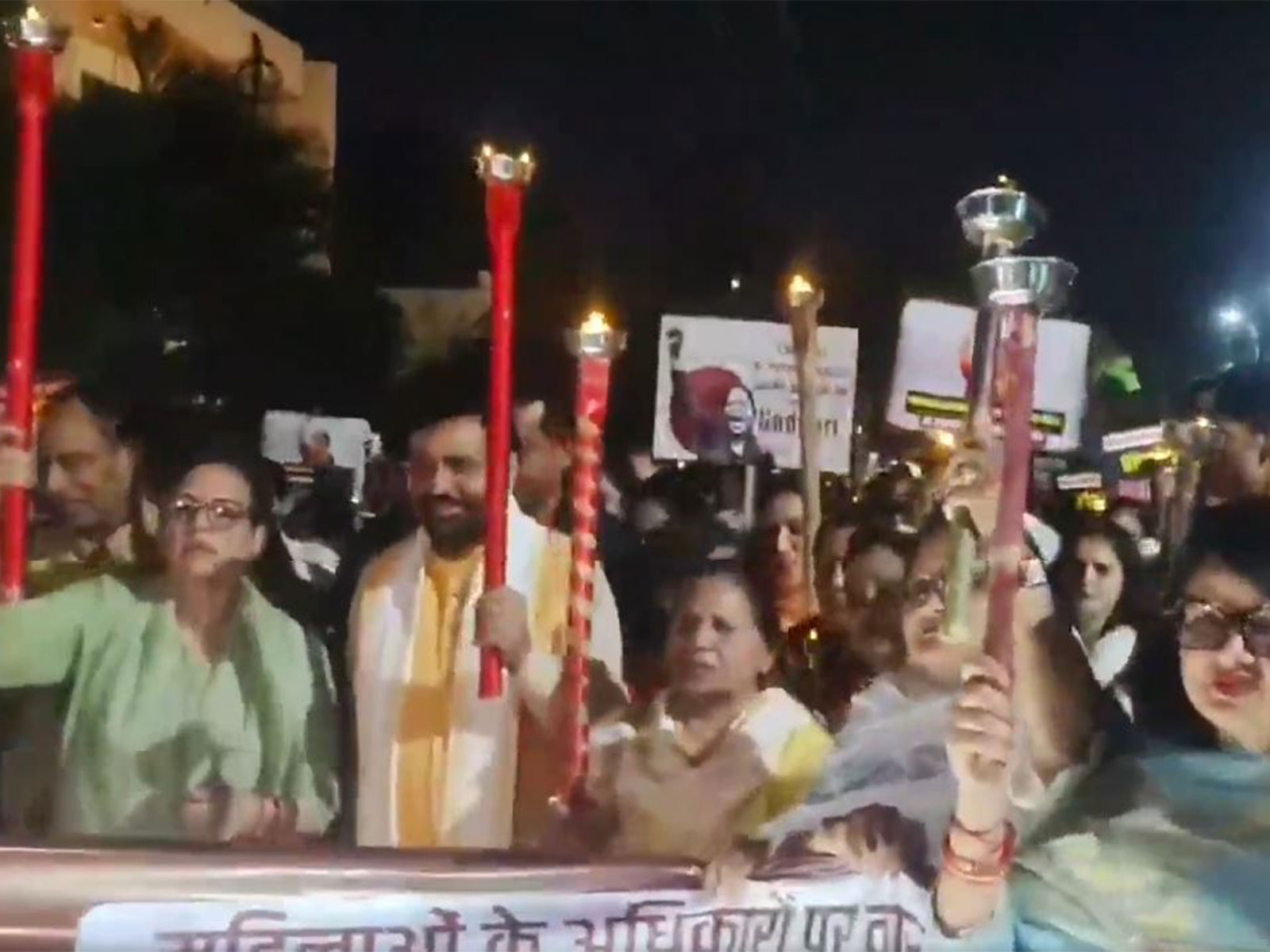 Haryana CM Nayab Singh Saini leads 'Mahila Aakrosh Mashaal Yatra (Photo/ANI)